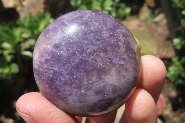 Polished Lepidolite with Pink Rubellite Palm Stones x 12 From Ambatondrazaka, Madagascar - Toprock Gemstones and Minerals 