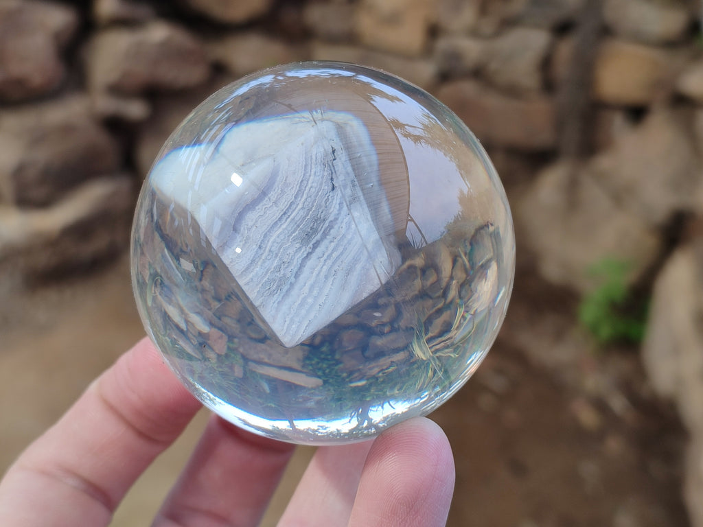 Polished Large Blue Lace Agate cobbed piece in PVC Resin Sphere - sold per item - From Namibia - Toprock Gemstones and Minerals 