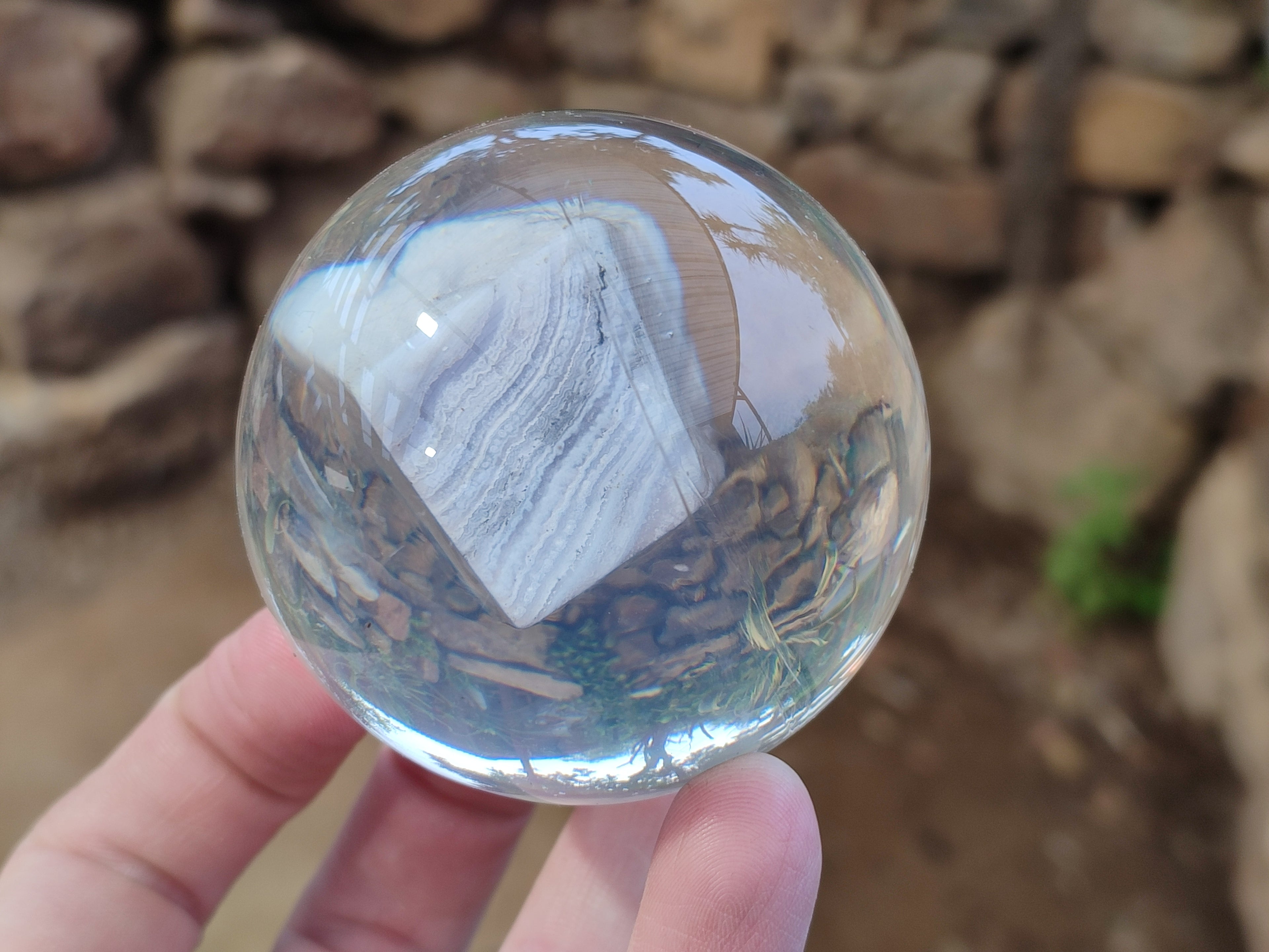 Polished Large Blue Lace Agate cobbed piece in PVC Resin Sphere - sold per item - From Namibia - Toprock Gemstones and Minerals 