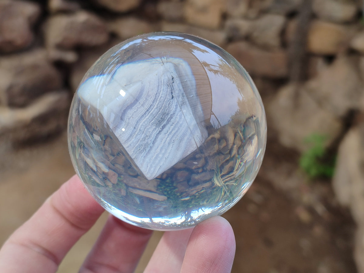 Polished Large Blue Lace Agate cobbed piece in PVC Resin Sphere - sold per item - From Namibia - Toprock Gemstones and Minerals 