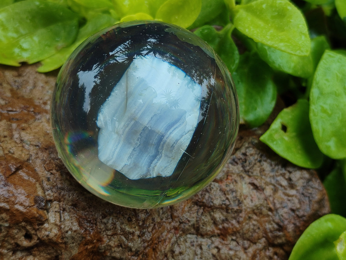 Polished Large Blue Lace Agate cobbed piece in PVC Resin Sphere - sold per item - From Namibia - Toprock Gemstones and Minerals 