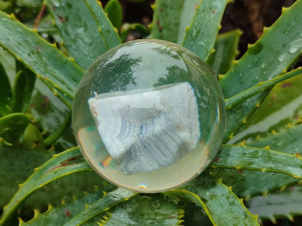 Polished Large Blue Lace Agate cobbed piece in PVC Resin Sphere - sold per item - From Namibia - Toprock Gemstones and Minerals 