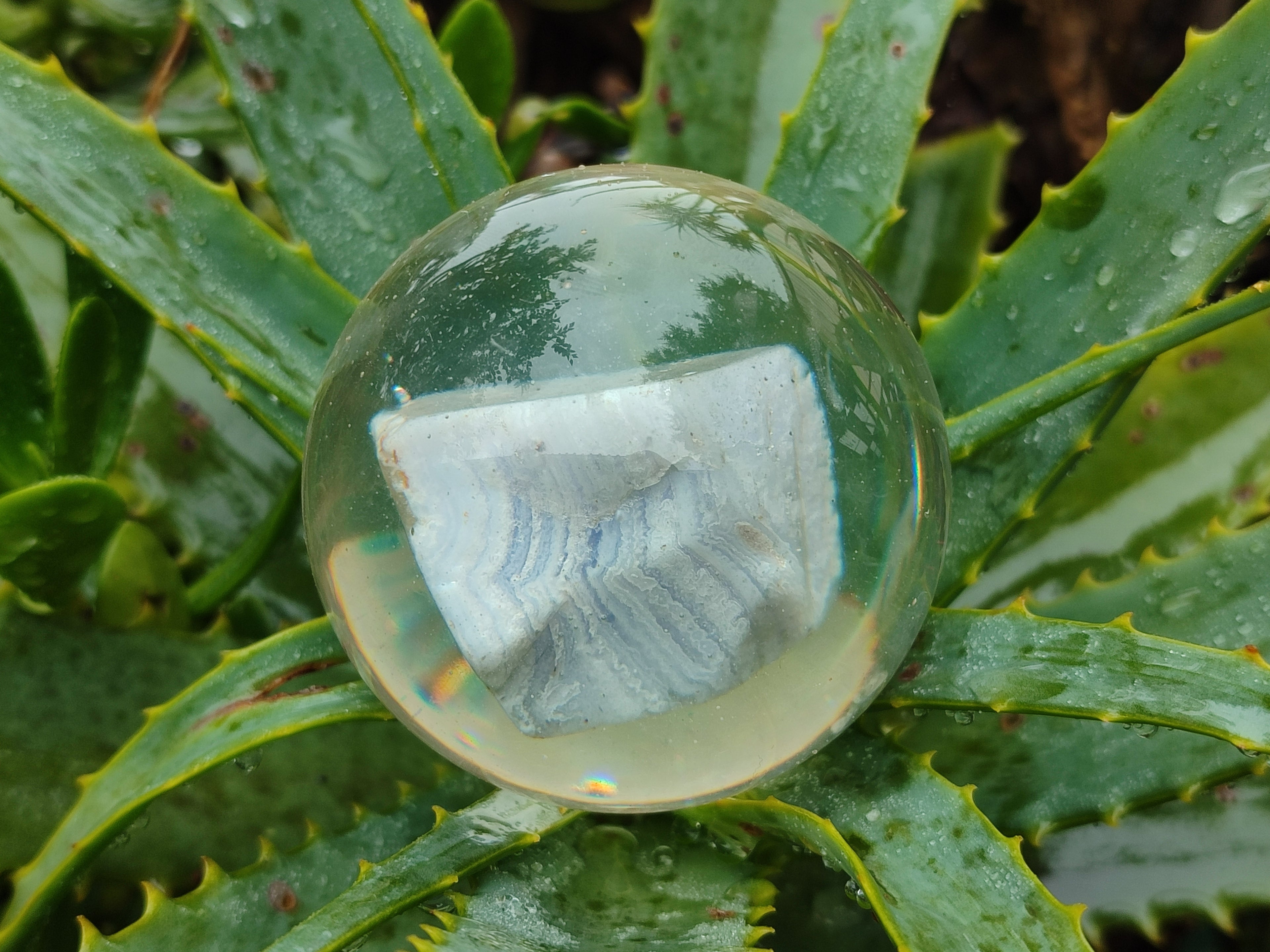 Polished Large Blue Lace Agate cobbed piece in PVC Resin Sphere - sold per item - From Namibia - Toprock Gemstones and Minerals 
