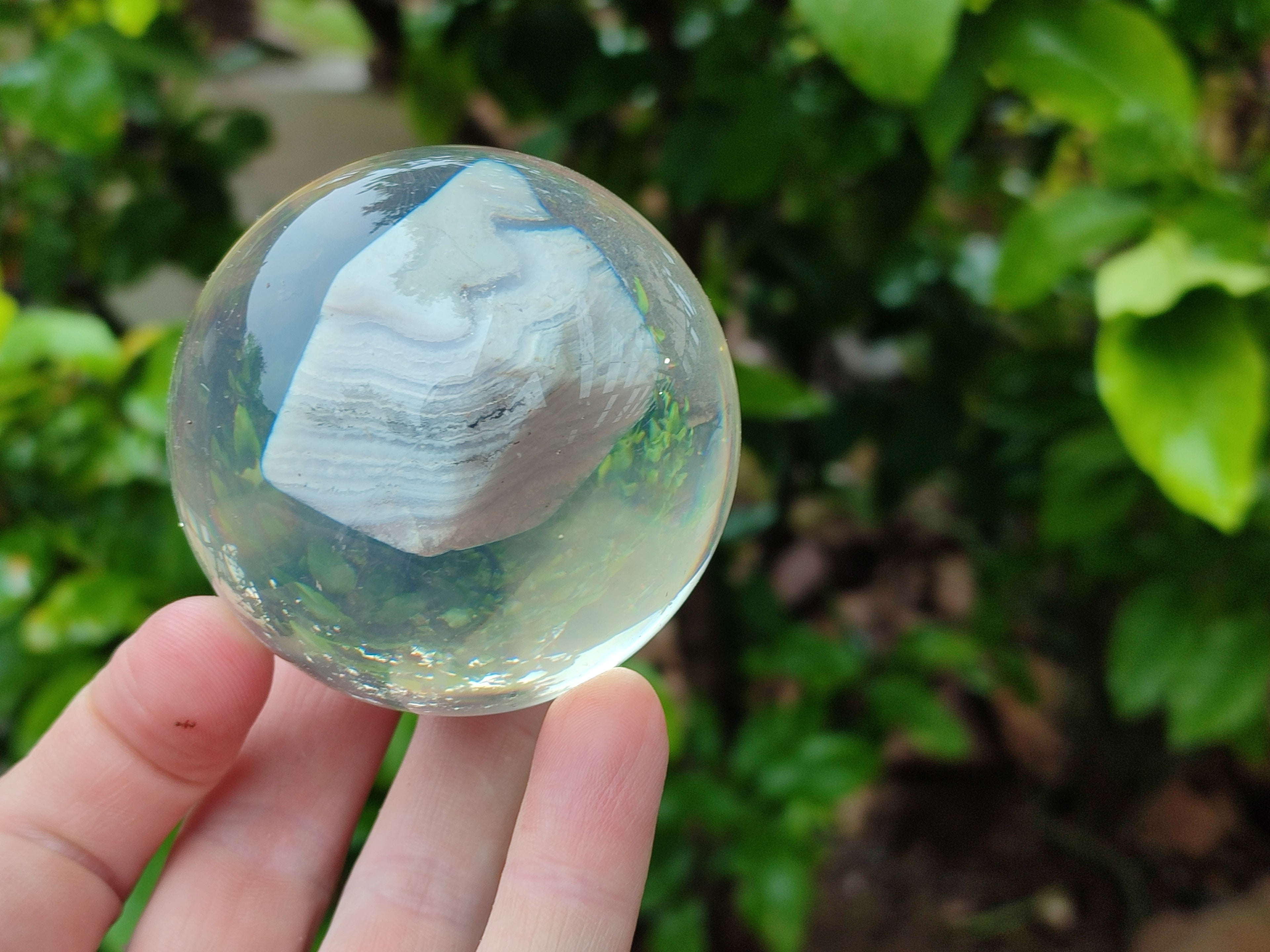 Polished Large Blue Lace Agate cobbed piece in PVC Resin Sphere - sold per item - From Namibia - Toprock Gemstones and Minerals 