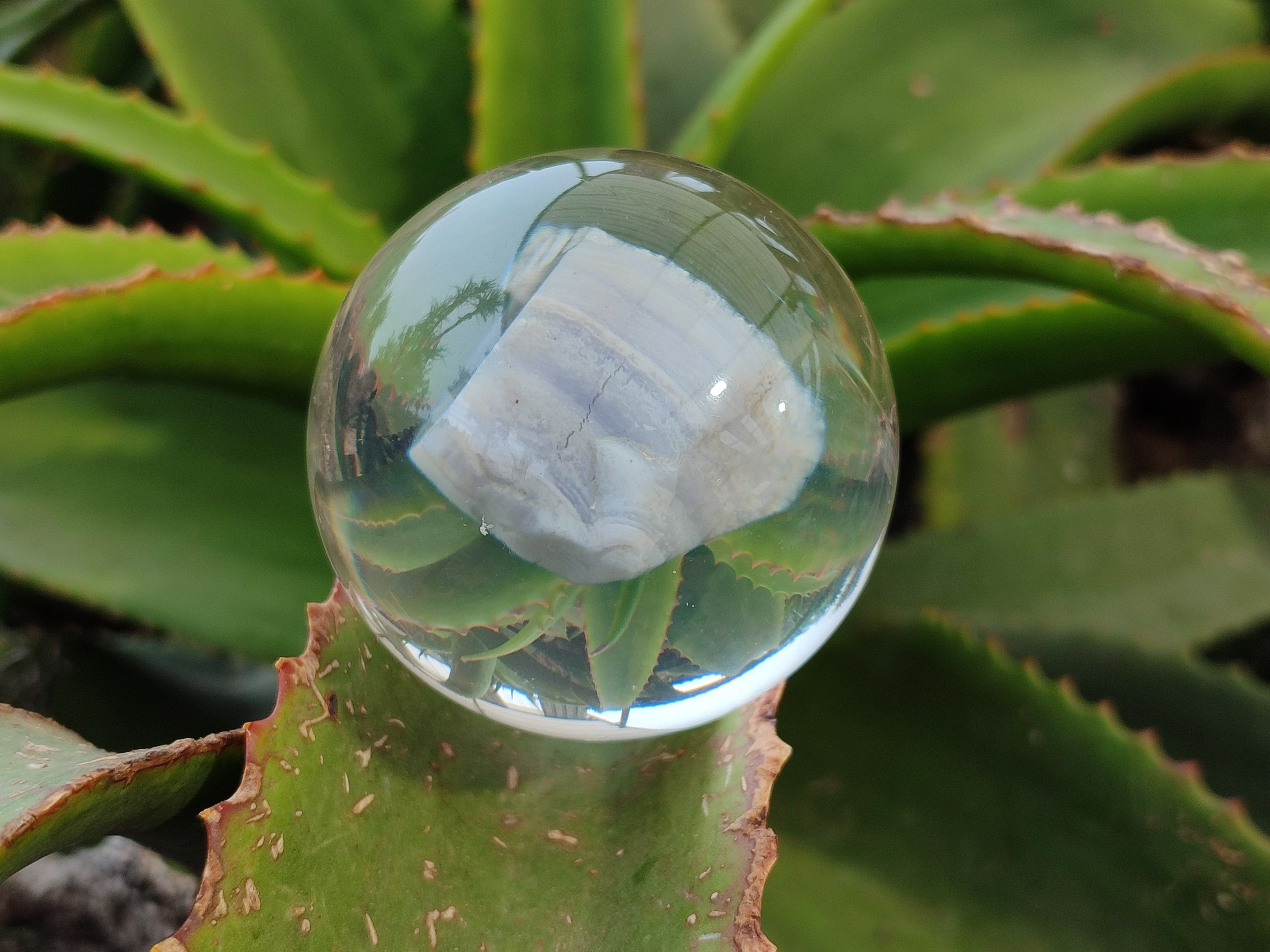 Polished Large Blue Lace Agate cobbed piece in PVC Resin Sphere - sold per item - From Namibia - Toprock Gemstones and Minerals 