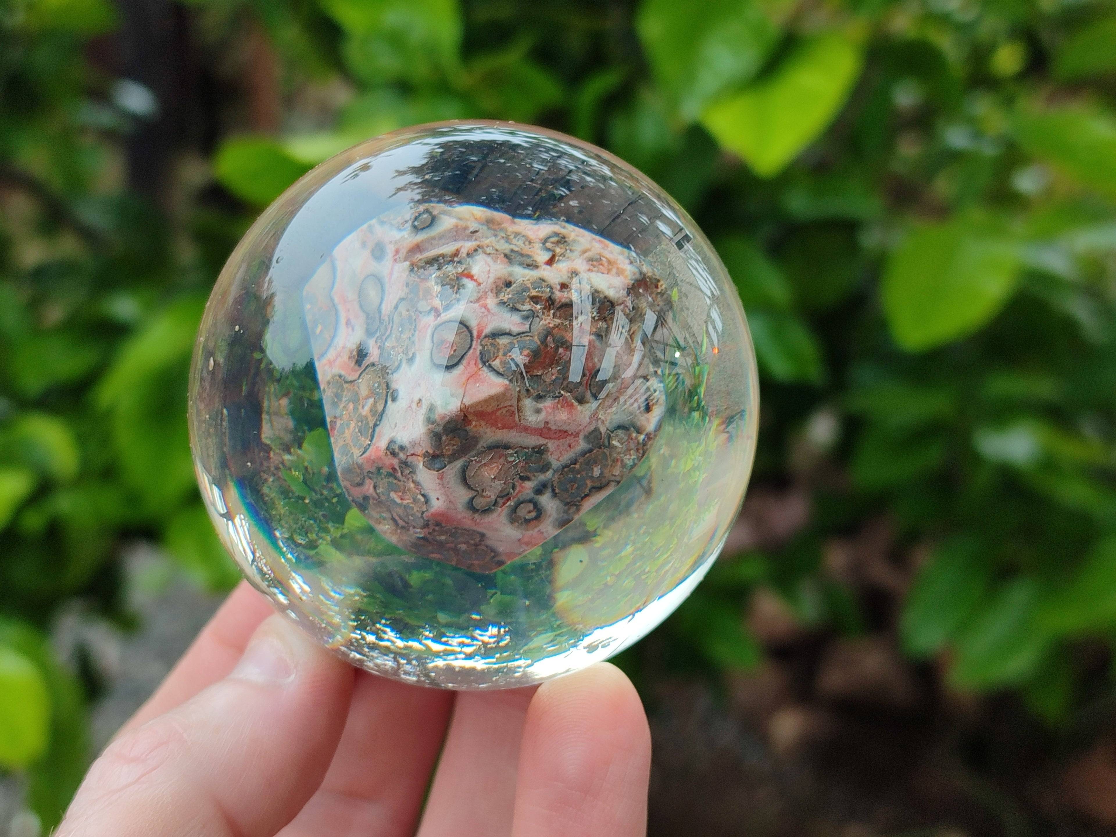 Polished Large Snakeskin Rhyolite Jasper cobbed piece in PVC Resin Sphere - sold per item - From Australia - Toprock Gemstones and Minerals 