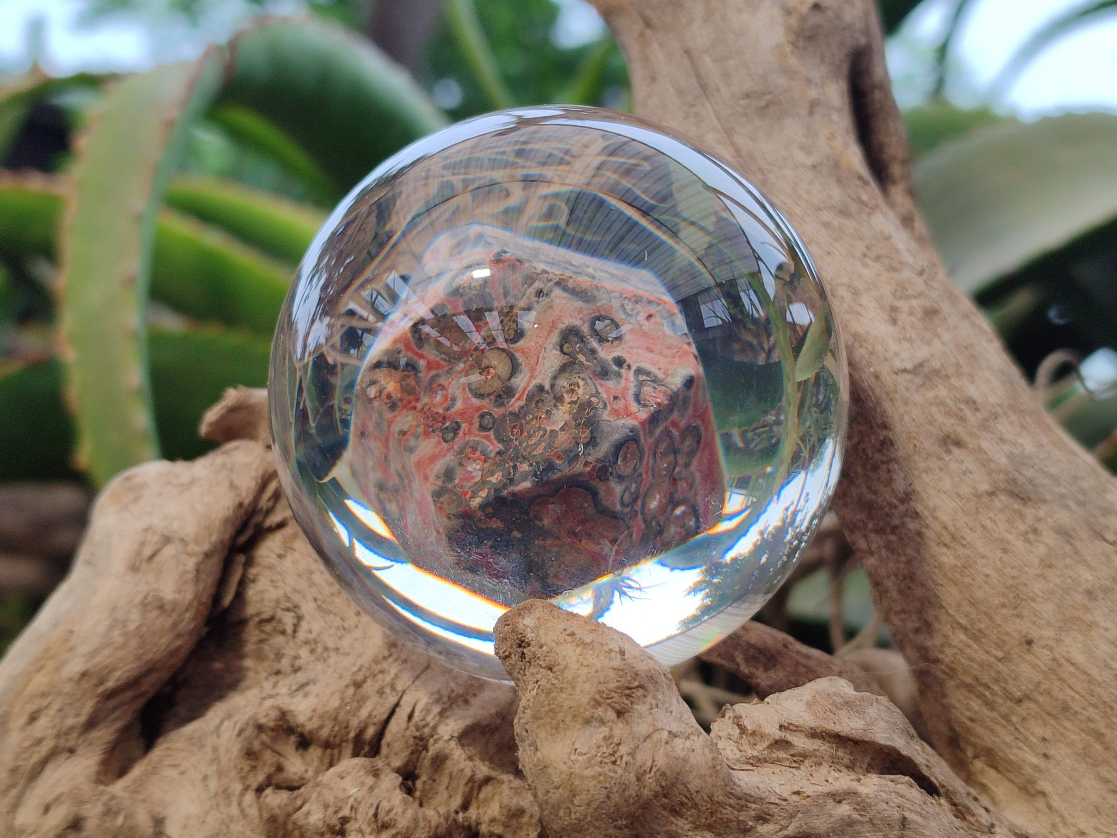 Polished Large Snakeskin Rhyolite Jasper cobbed piece in PVC Resin Sphere - sold per item - From Australia - Toprock Gemstones and Minerals 