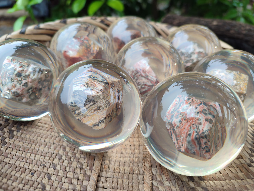 Polished Large Snakeskin Rhyolite Jasper cobbed piece in PVC Resin Sphere - sold per item - From Australia - Toprock Gemstones and Minerals 