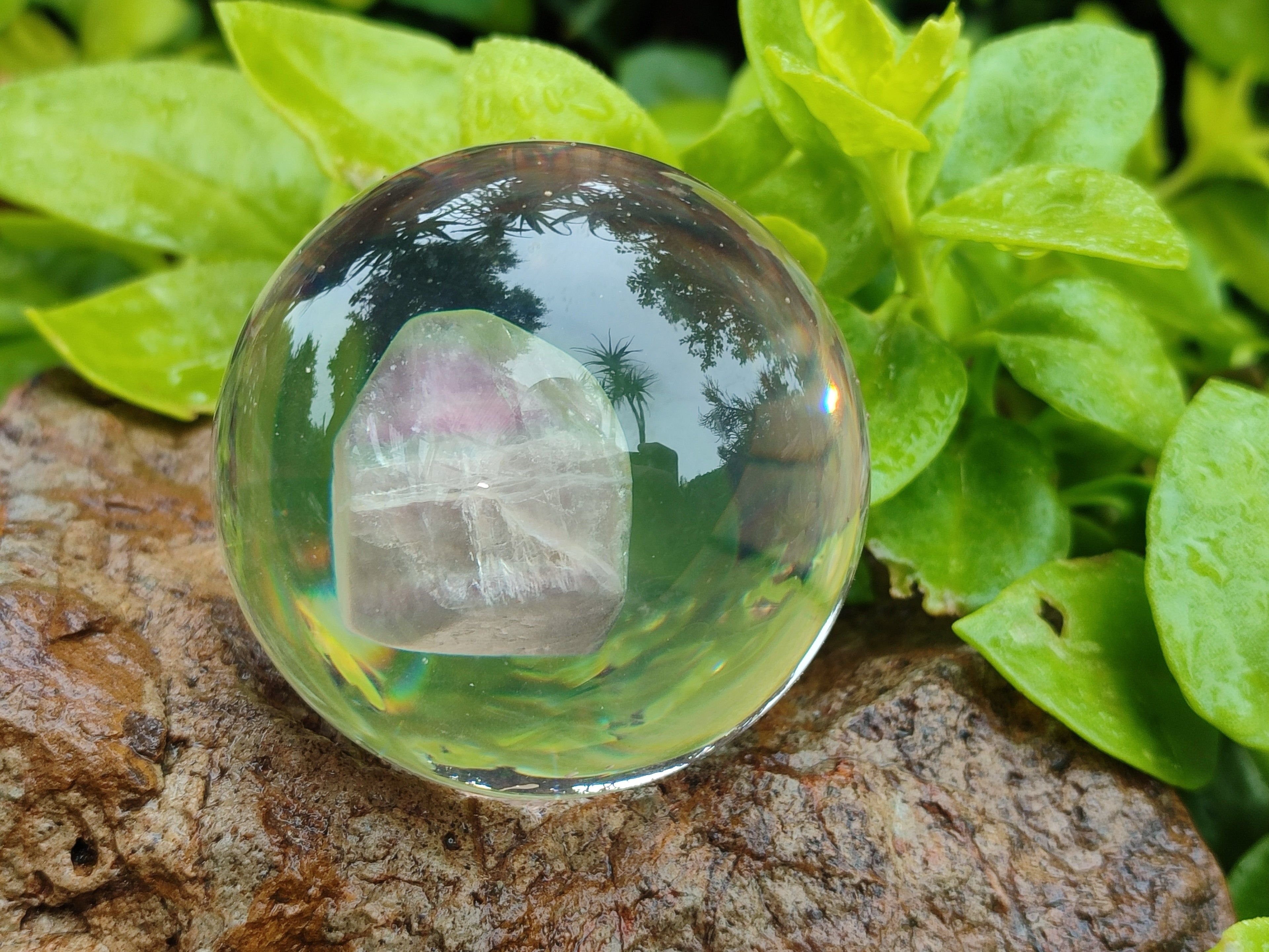 Polished Large Watermelon Fluorite cobbed piece in PVC Resin Sphere - sold per item - From Namibia - Toprock Gemstones and Minerals 
