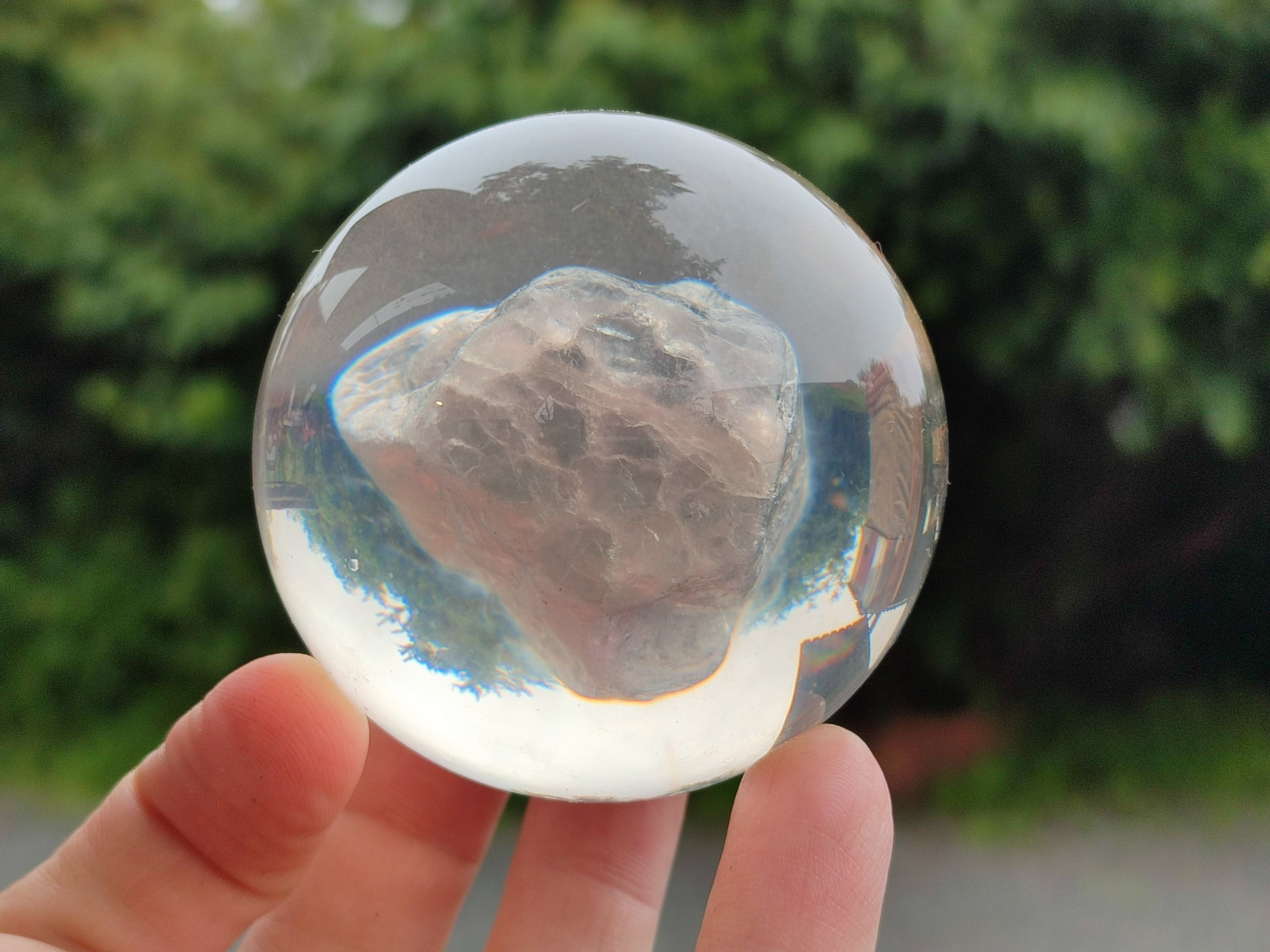 Polished Large Watermelon Fluorite cobbed piece in PVC Resin Sphere - sold per item - From Namibia - Toprock Gemstones and Minerals 