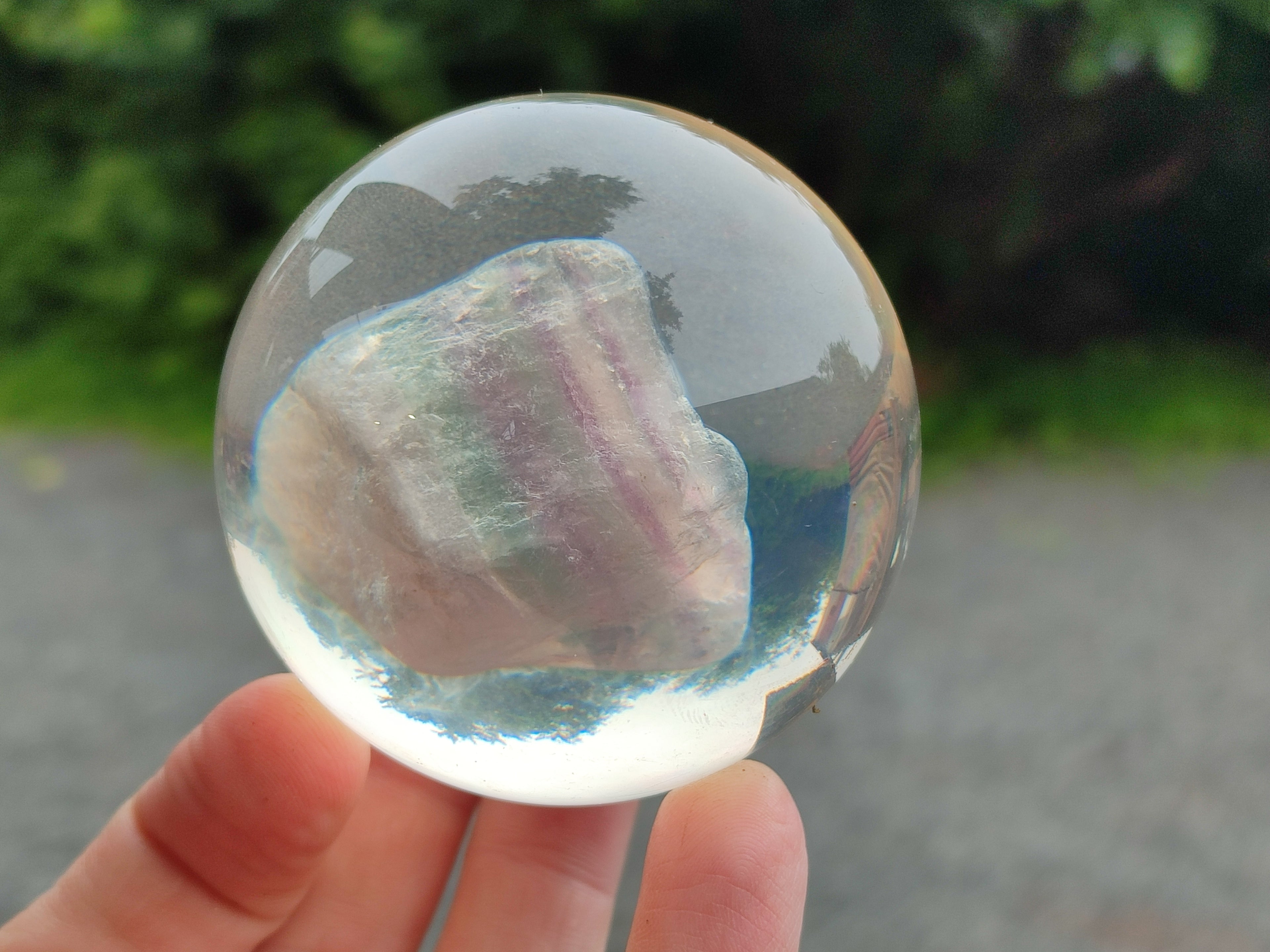Polished Large Watermelon Fluorite cobbed piece in PVC Resin Sphere - sold per item - From Namibia - Toprock Gemstones and Minerals 