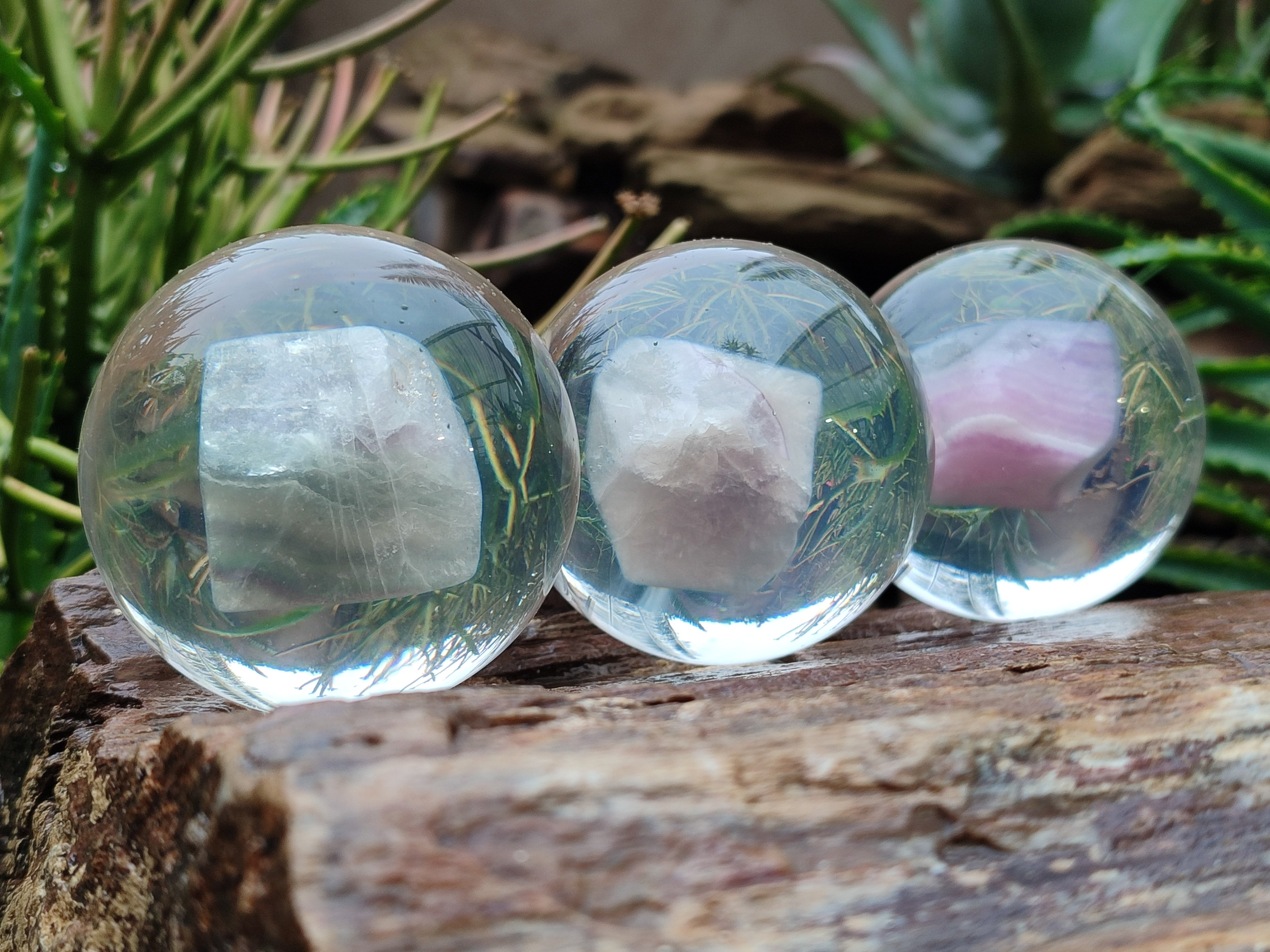 Polished Large Watermelon Fluorite cobbed piece in PVC Resin Sphere - sold per item - From Namibia - Toprock Gemstones and Minerals 