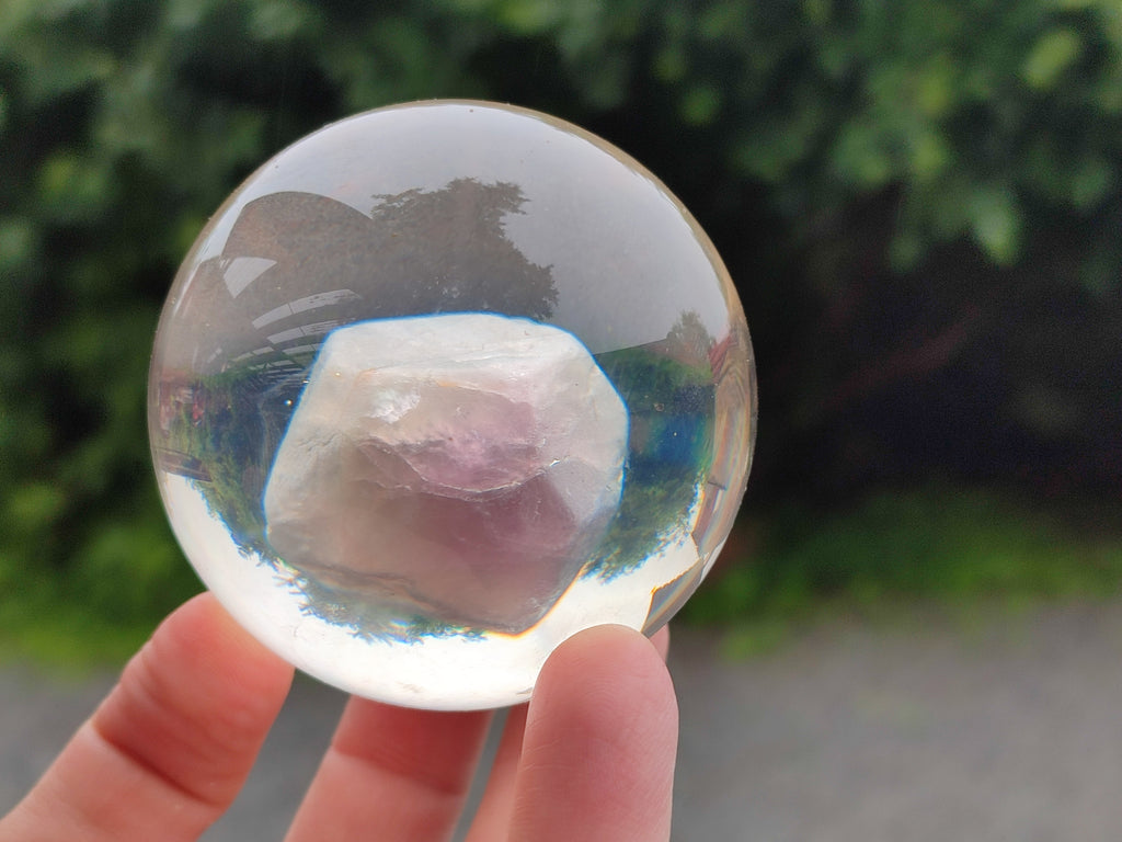 Polished Large Watermelon Fluorite cobbed piece in PVC Resin Sphere - sold per item - From Namibia - Toprock Gemstones and Minerals 
