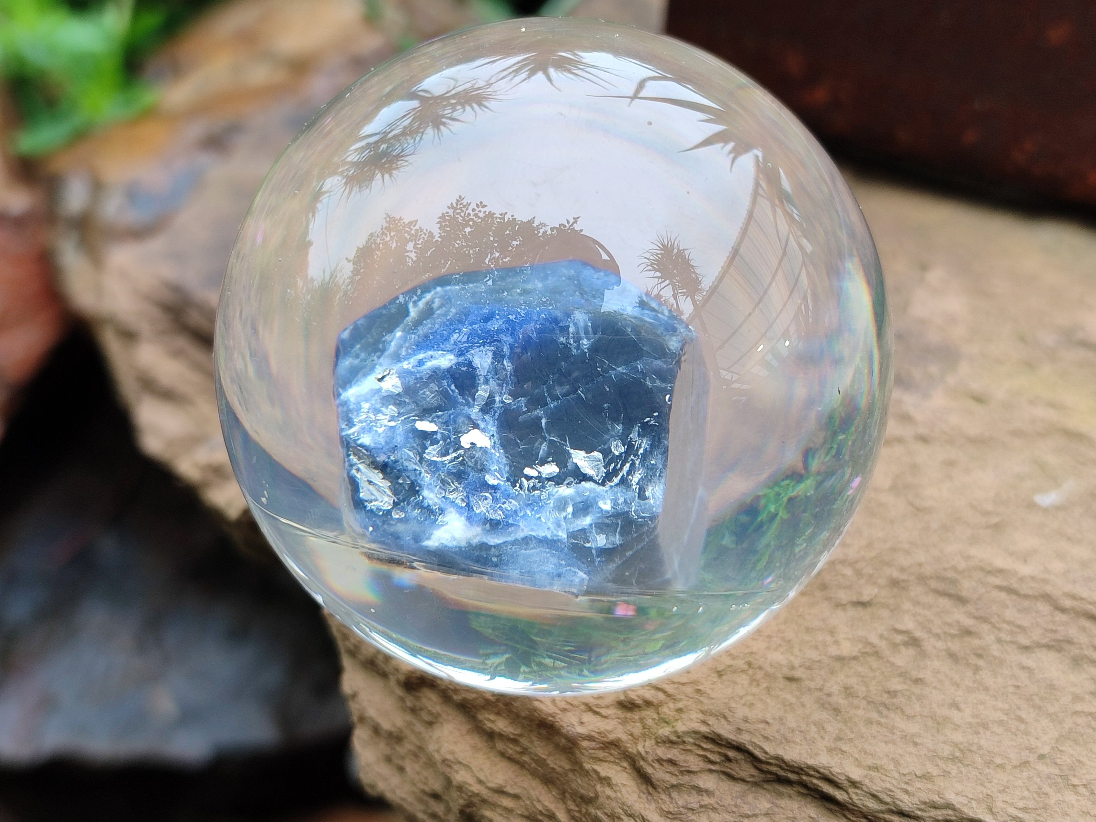 Polished Large Sodalite cobbed piece in PVC Resin Sphere - sold per item - From Namibia - Toprock Gemstones and Minerals 