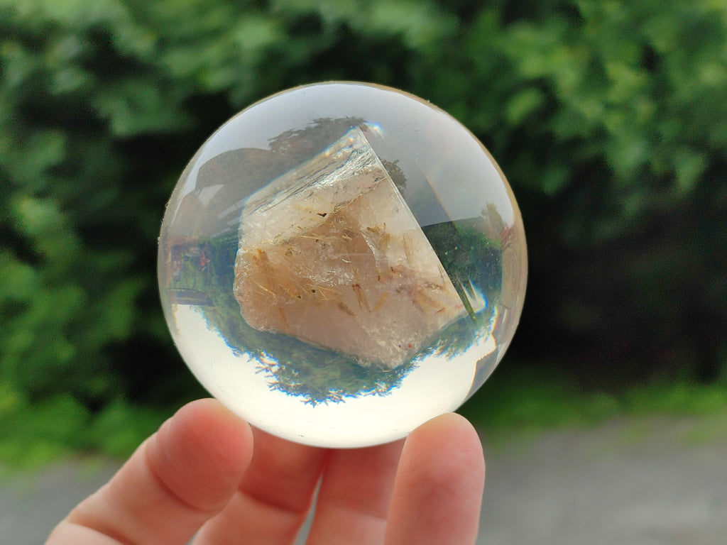 Polished Golden Rutile Quartz in PVC Resin Spheres - sold per item - From Brazil - Toprock Gemstones and Minerals 