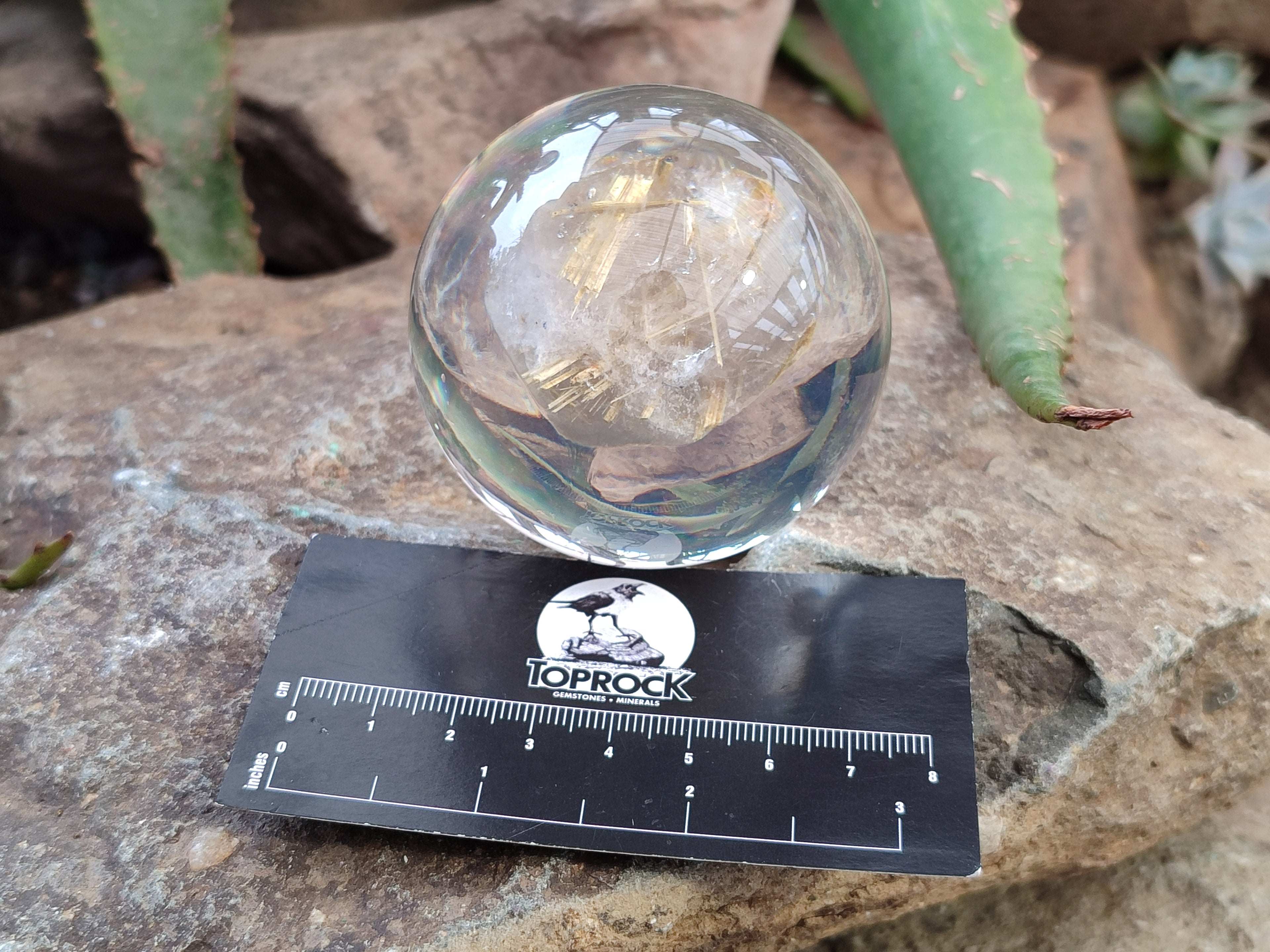 Polished Golden Rutile Quartz in PVC Resin Spheres - sold per item - From Brazil - Toprock Gemstones and Minerals 