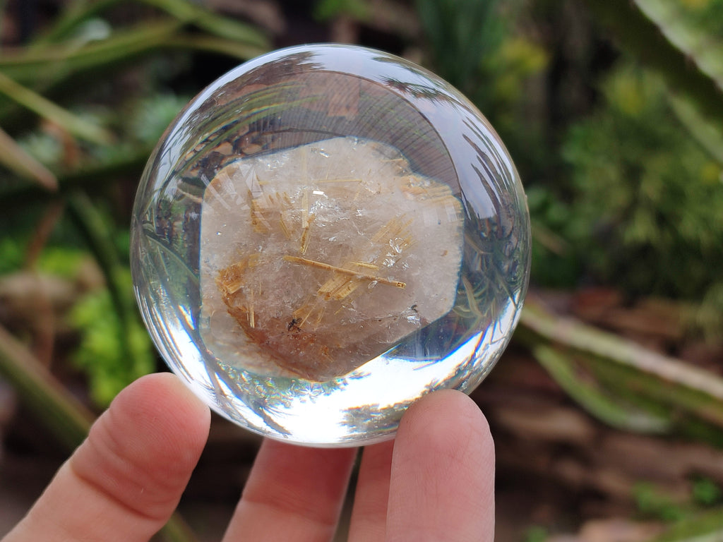 Polished Golden Rutile Quartz in PVC Resin Spheres - sold per item - From Brazil - Toprock Gemstones and Minerals 