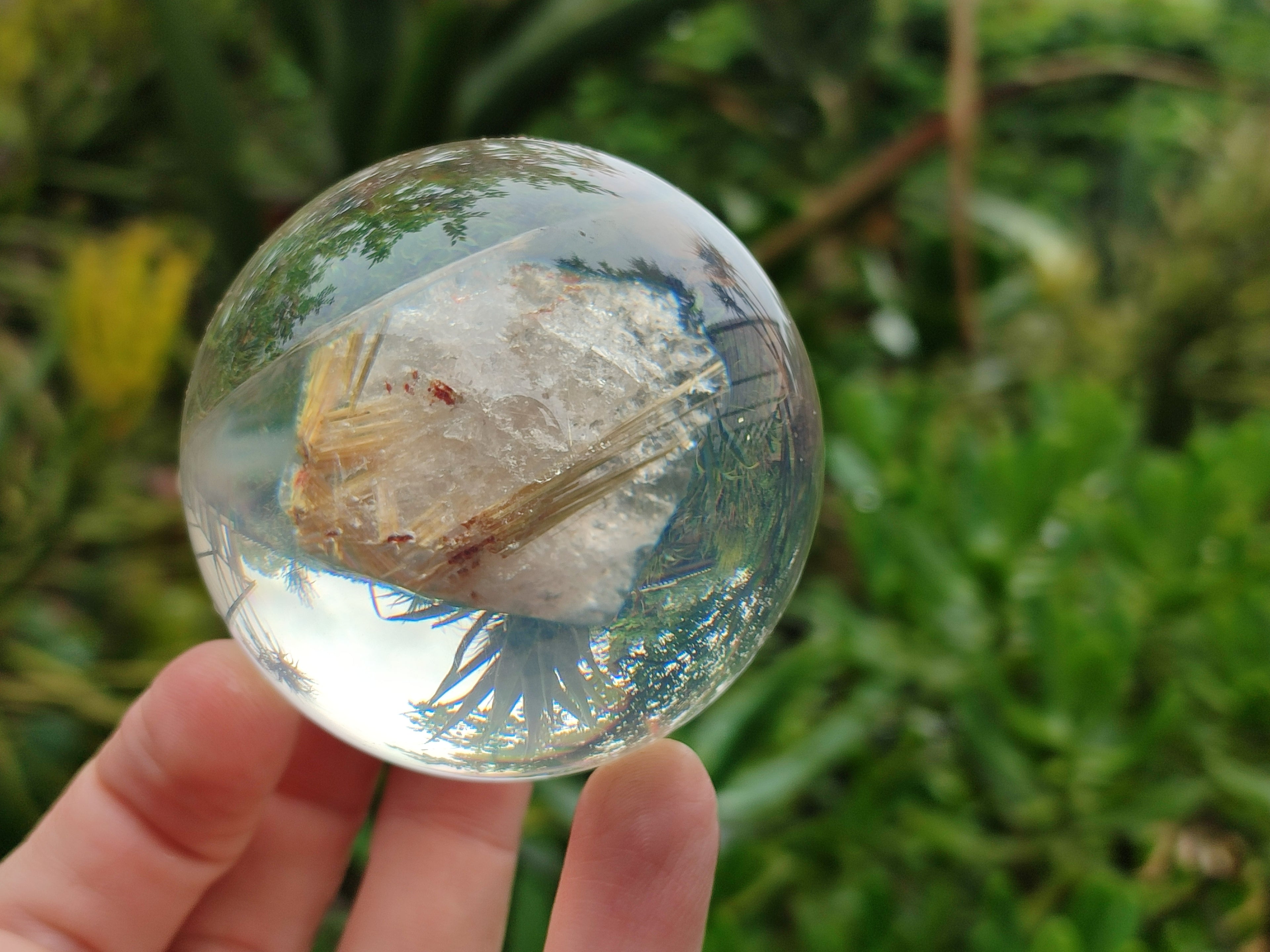 Polished Golden Rutile Quartz in PVC Resin Spheres - sold per item - From Brazil - Toprock Gemstones and Minerals 