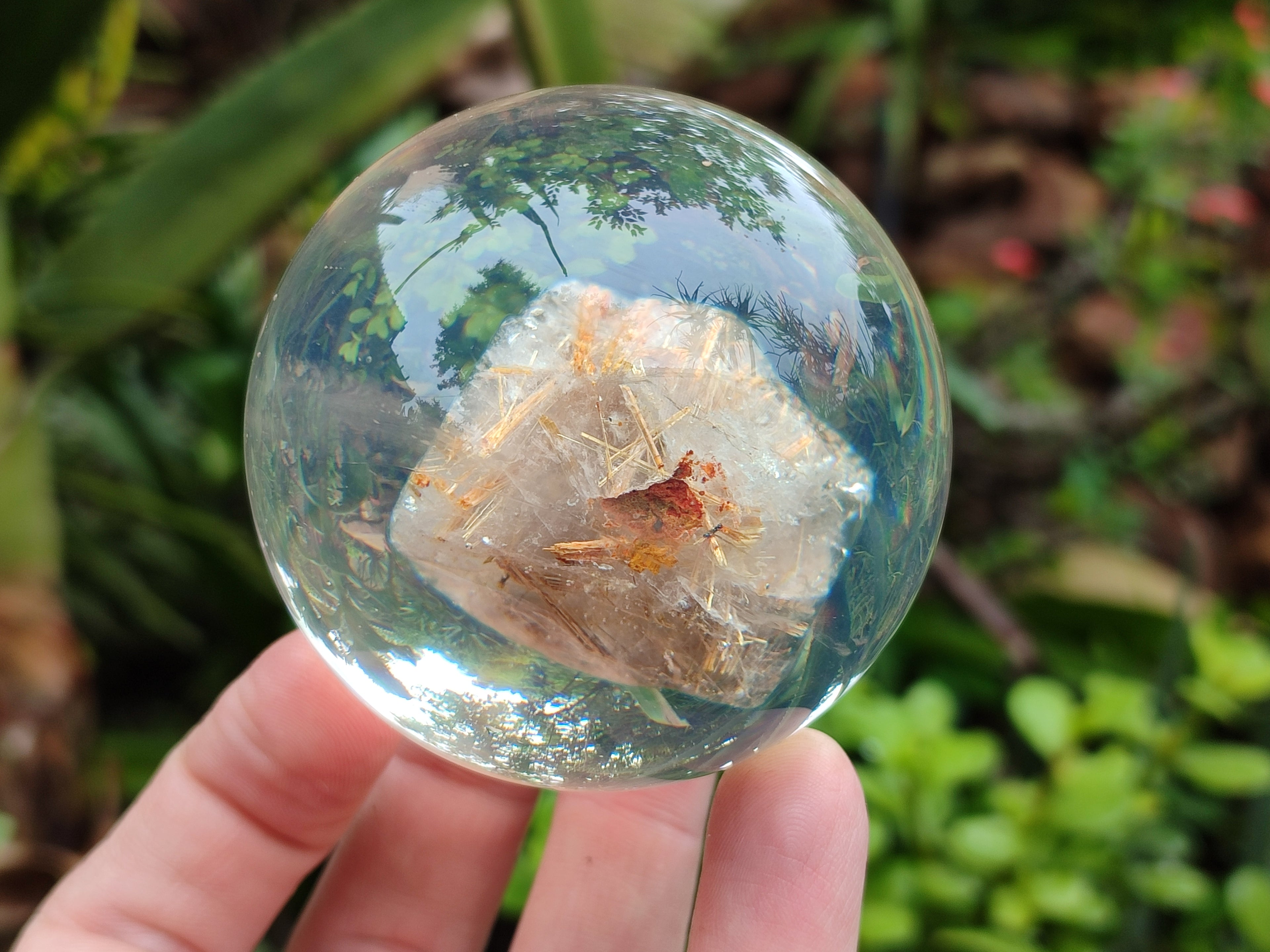 Polished Golden Rutile Quartz in PVC Resin Spheres - sold per item - From Brazil - Toprock Gemstones and Minerals 