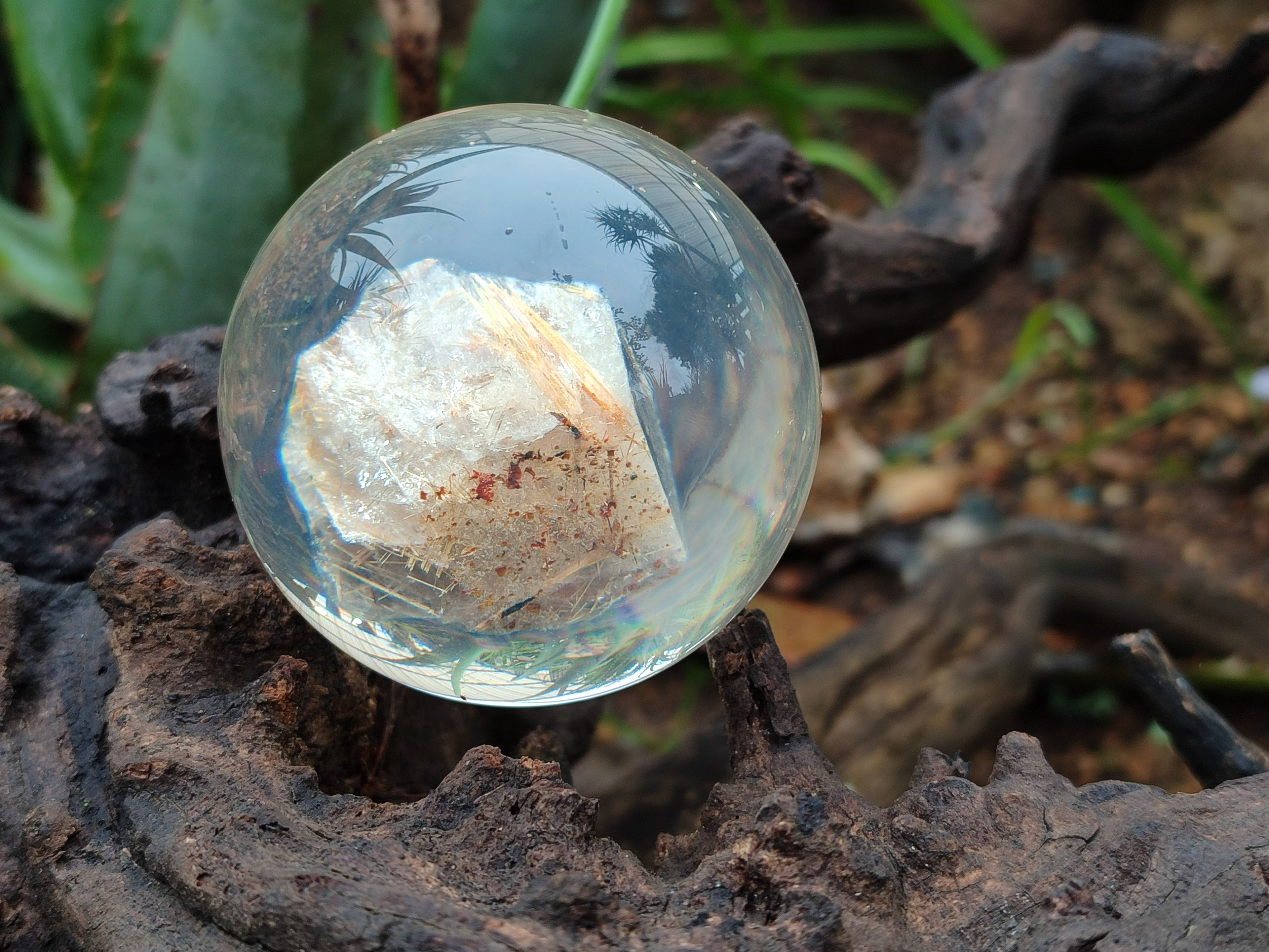 Polished Golden Rutile Quartz in PVC Resin Spheres - sold per item - From Brazil - Toprock Gemstones and Minerals 