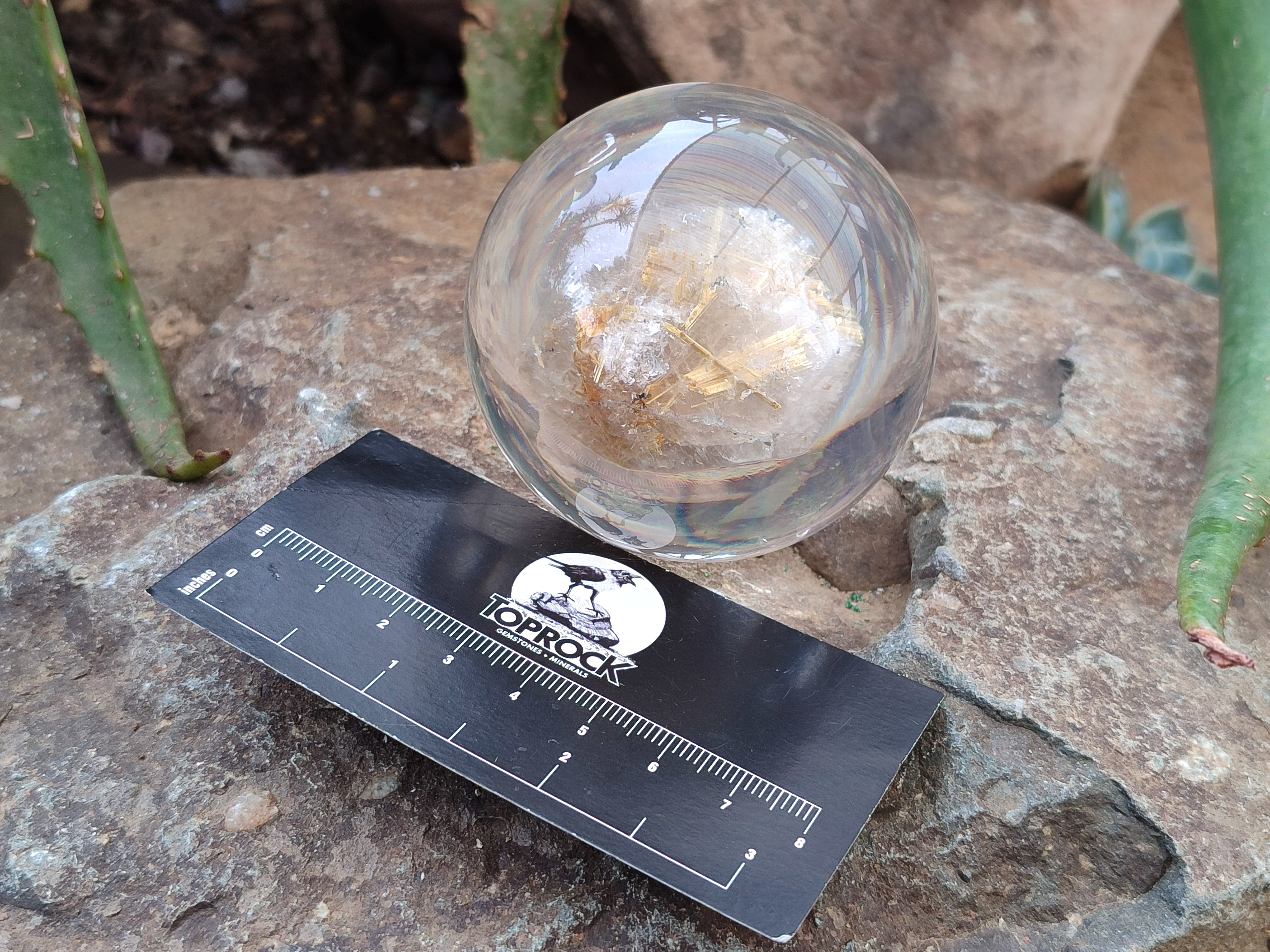 Polished Golden Rutile Quartz in PVC Resin Spheres - sold per item - From Brazil - Toprock Gemstones and Minerals 