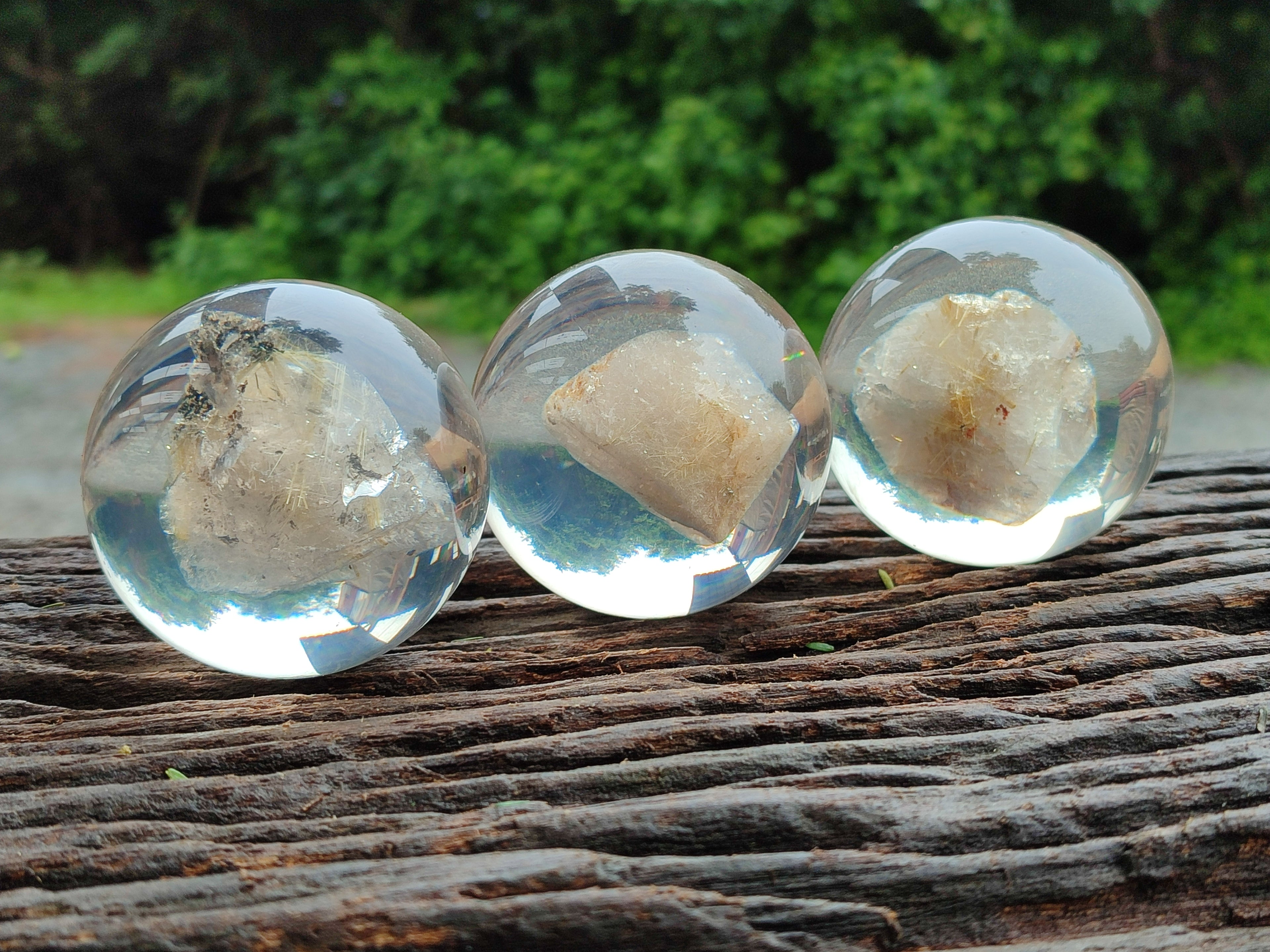 Polished Golden Rutile Quartz in PVC Resin Spheres - sold per item - From Brazil - Toprock Gemstones and Minerals 
