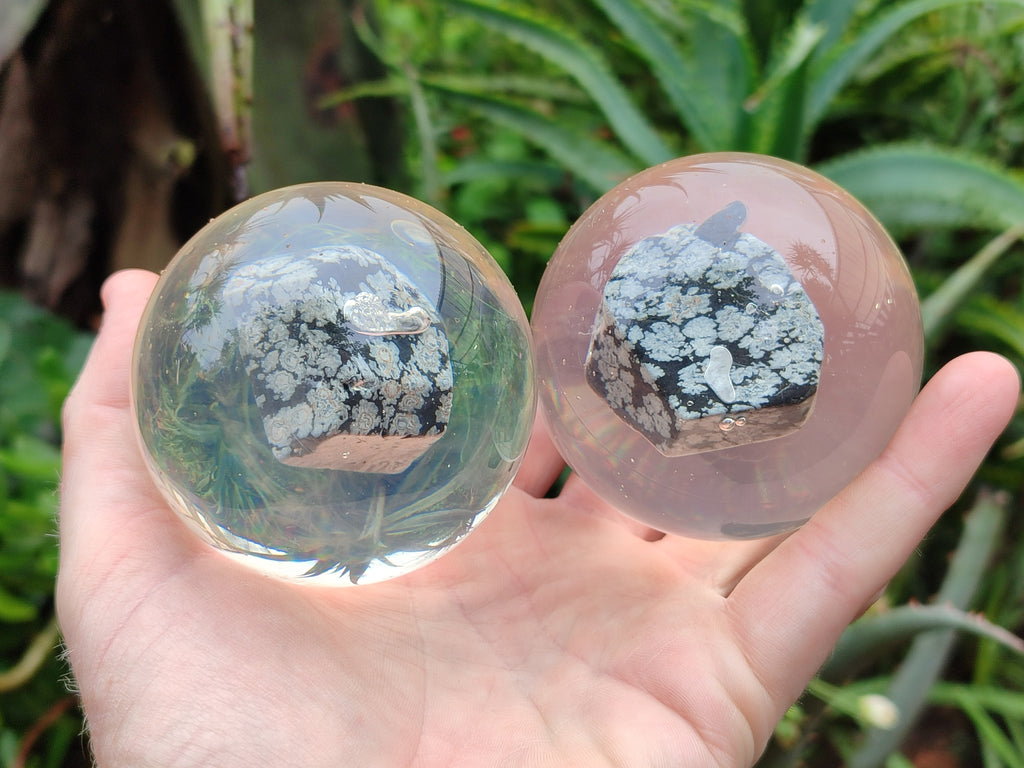 Polished Snowflake Obsidian pieces in PVC Resin Spheres - sold per item - From Mexico - Toprock Gemstones and Minerals 