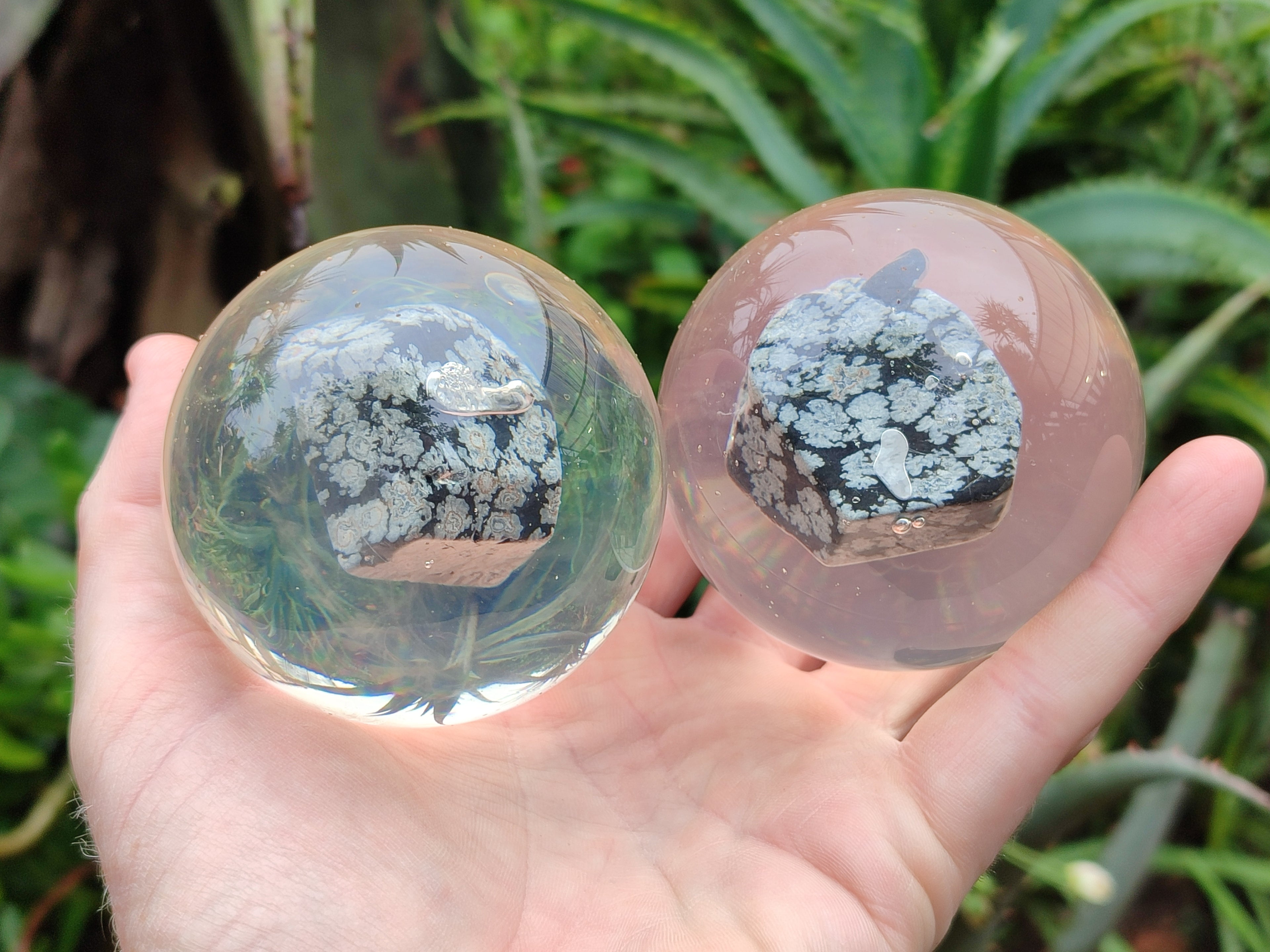 Polished Snowflake Obsidian pieces in PVC Resin Spheres - sold per item - From Mexico - Toprock Gemstones and Minerals 