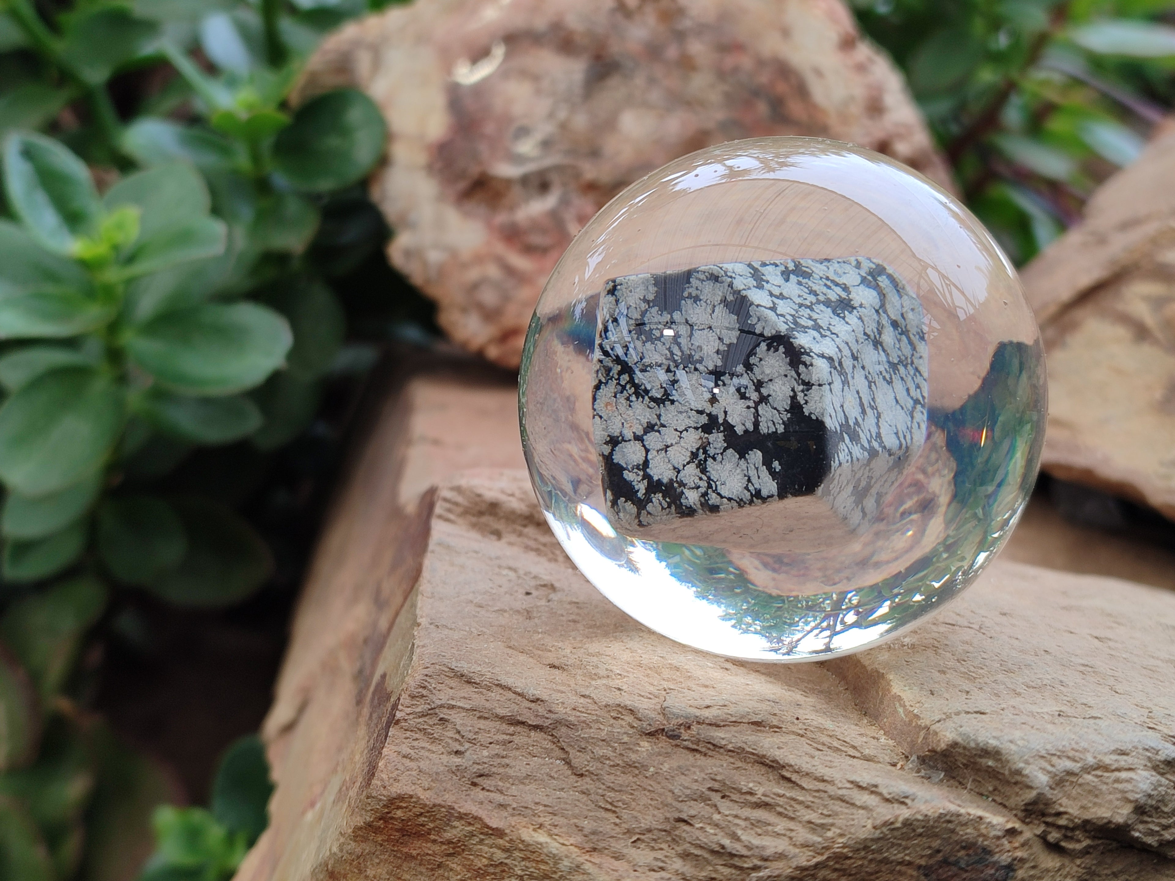 Polished Snowflake Obsidian pieces in PVC Resin Spheres - sold per item - From Mexico - Toprock Gemstones and Minerals 