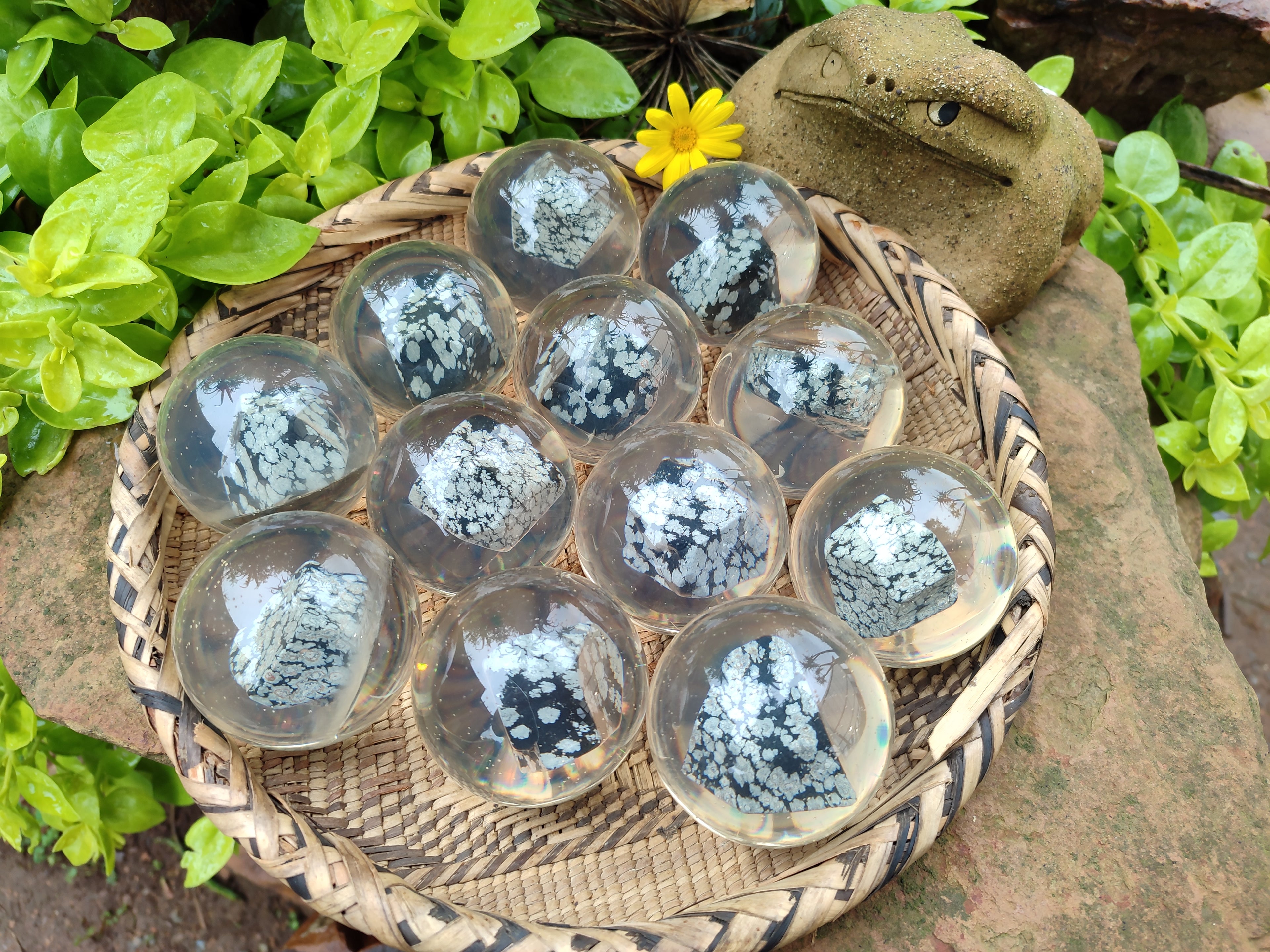 Polished Snowflake Obsidian pieces in PVC Resin Spheres - sold per item - From Mexico - Toprock Gemstones and Minerals 