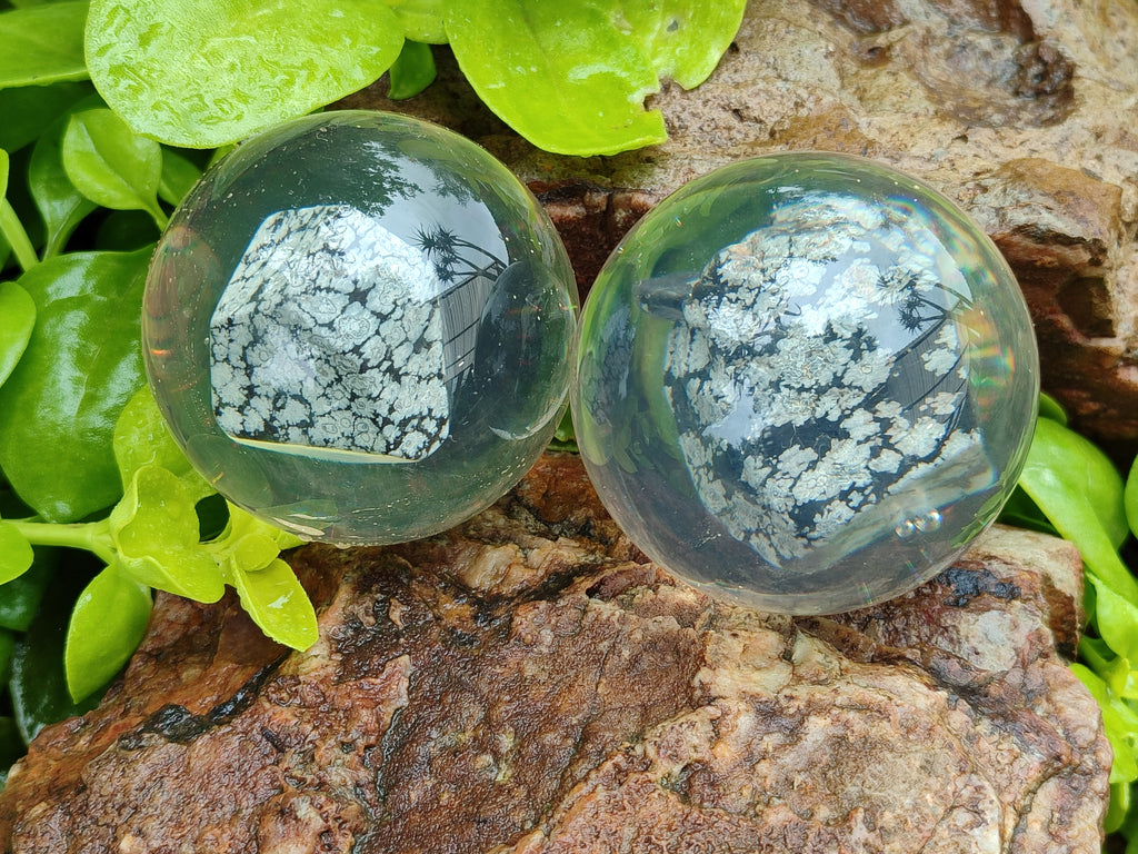 Polished Snowflake Obsidian pieces in PVC Resin Spheres - sold per item - From Mexico - Toprock Gemstones and Minerals 