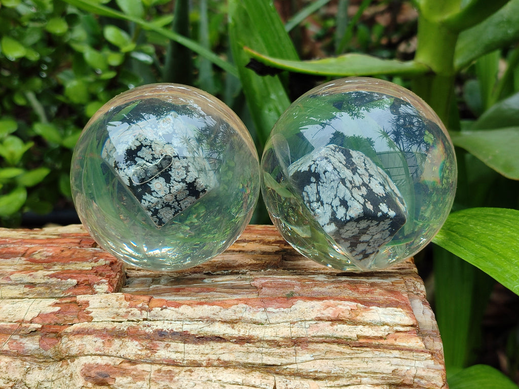 Polished Snowflake Obsidian pieces in PVC Resin Spheres - sold per item - From Mexico - Toprock Gemstones and Minerals 