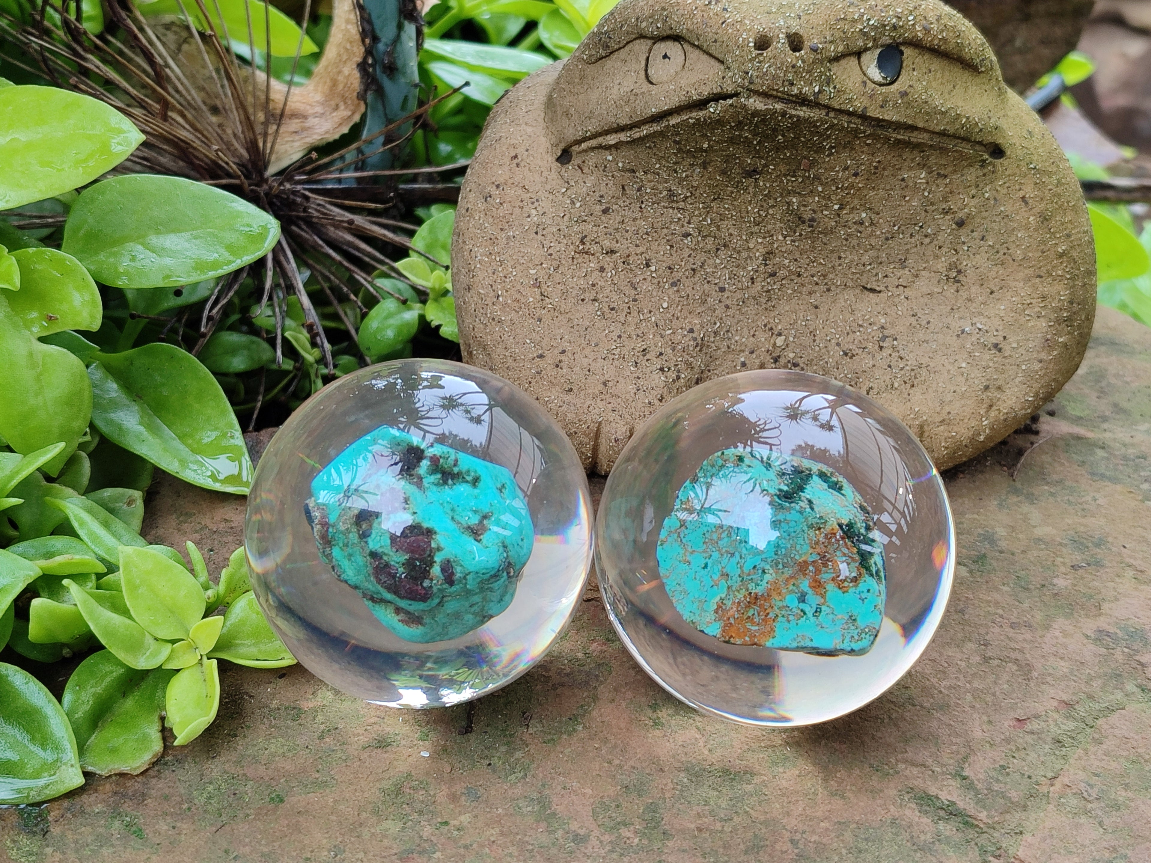 Polished Cobbed Chrysocolla in PVC Resin Spheres - sold per item - From Zimbabwe - Toprock Gemstones and Minerals 