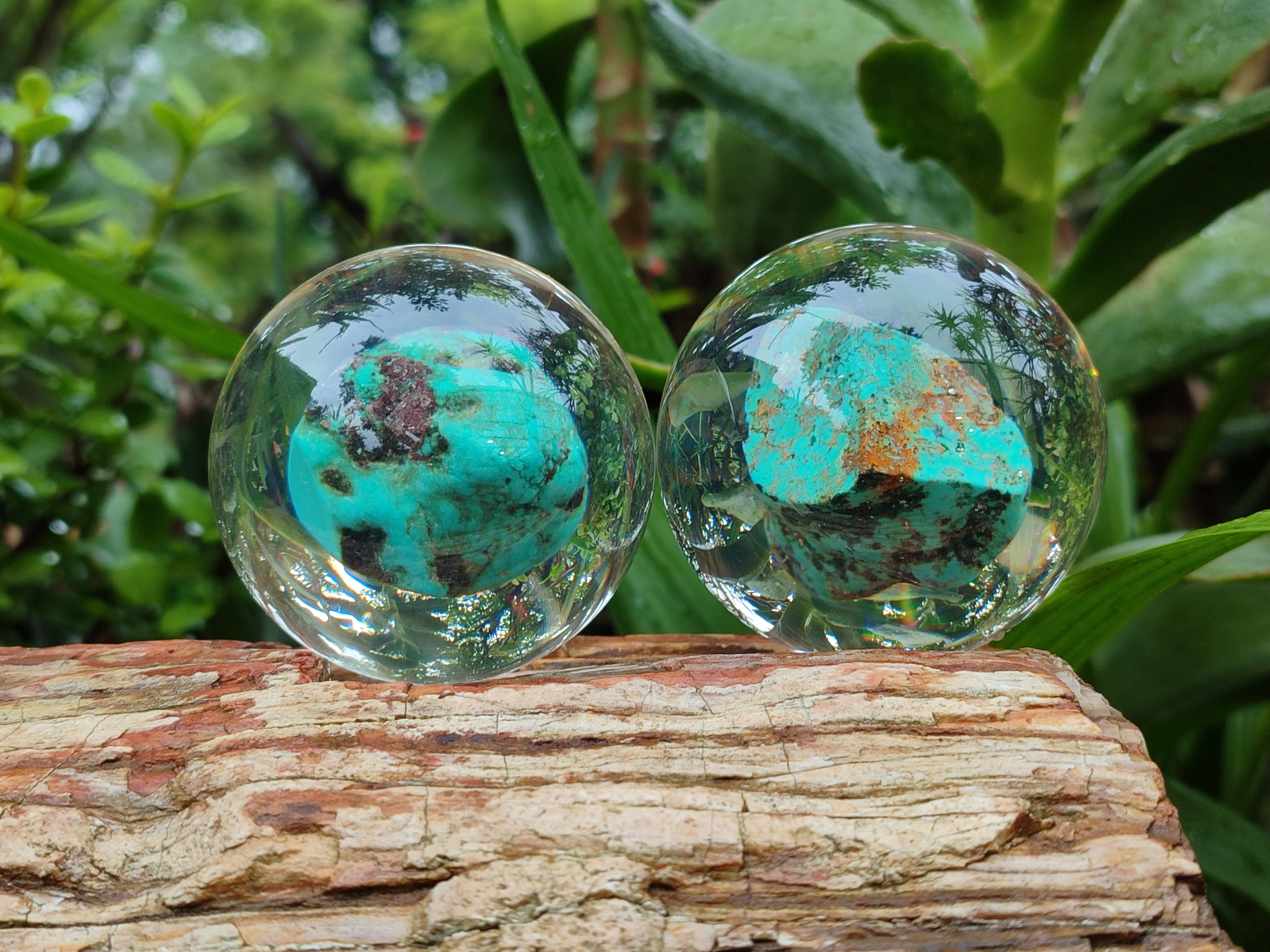 Polished Cobbed Chrysocolla in PVC Resin Spheres - sold per item - From Zimbabwe - Toprock Gemstones and Minerals 