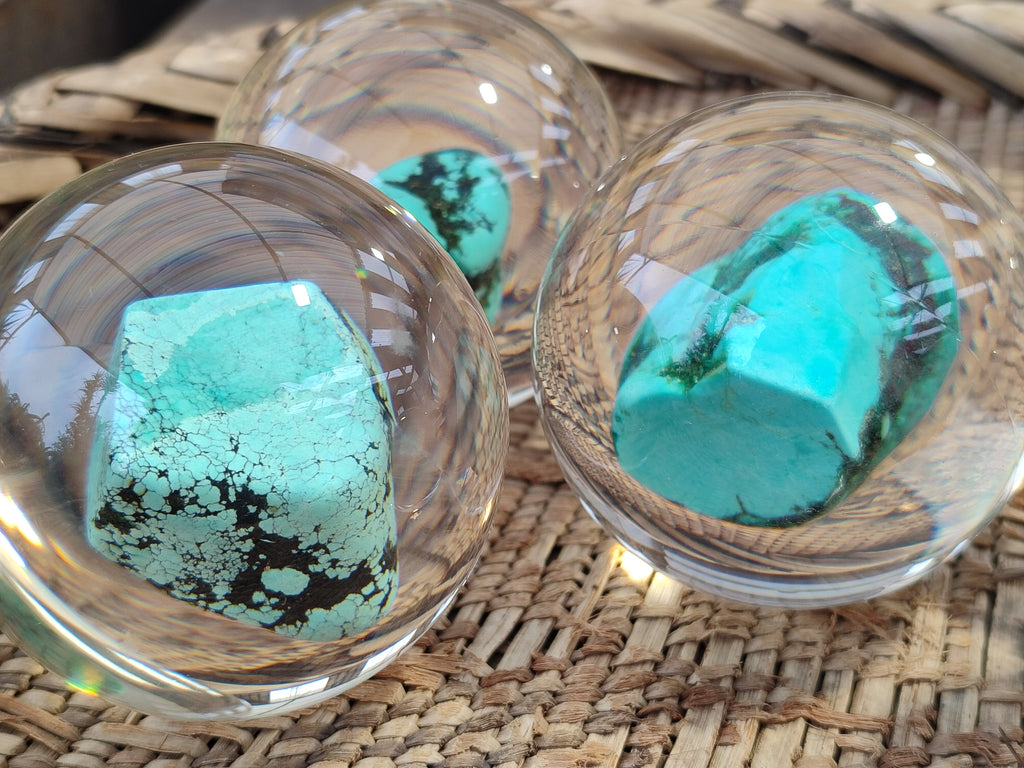 Polished Cobbed Chrysocolla in PVC Resin Spheres - sold per item - From Zimbabwe - Toprock Gemstones and Minerals 