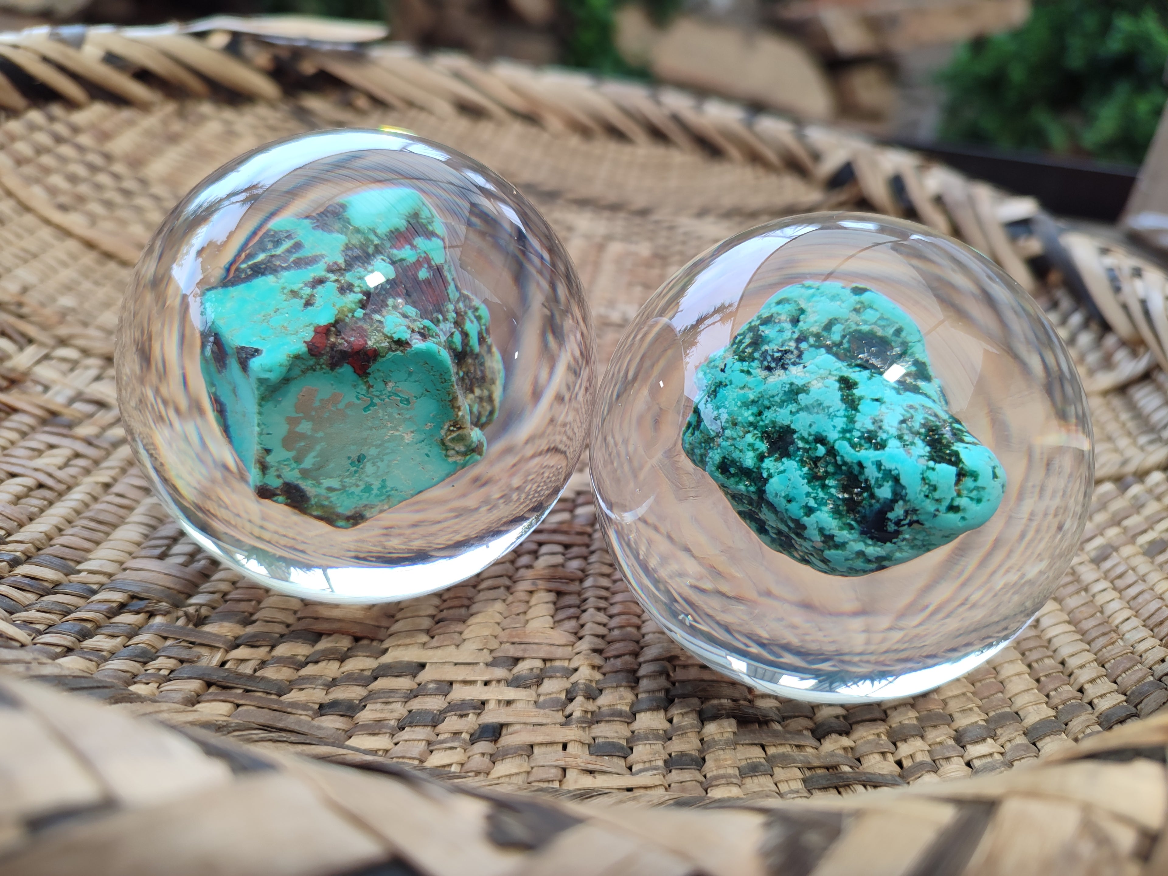Polished Cobbed Chrysocolla in PVC Resin Spheres - sold per item - From Zimbabwe - Toprock Gemstones and Minerals 