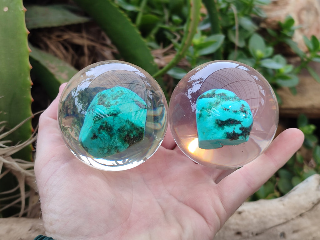 Polished Cobbed Chrysocolla in PVC Resin Spheres - sold per item - From Zimbabwe - Toprock Gemstones and Minerals 