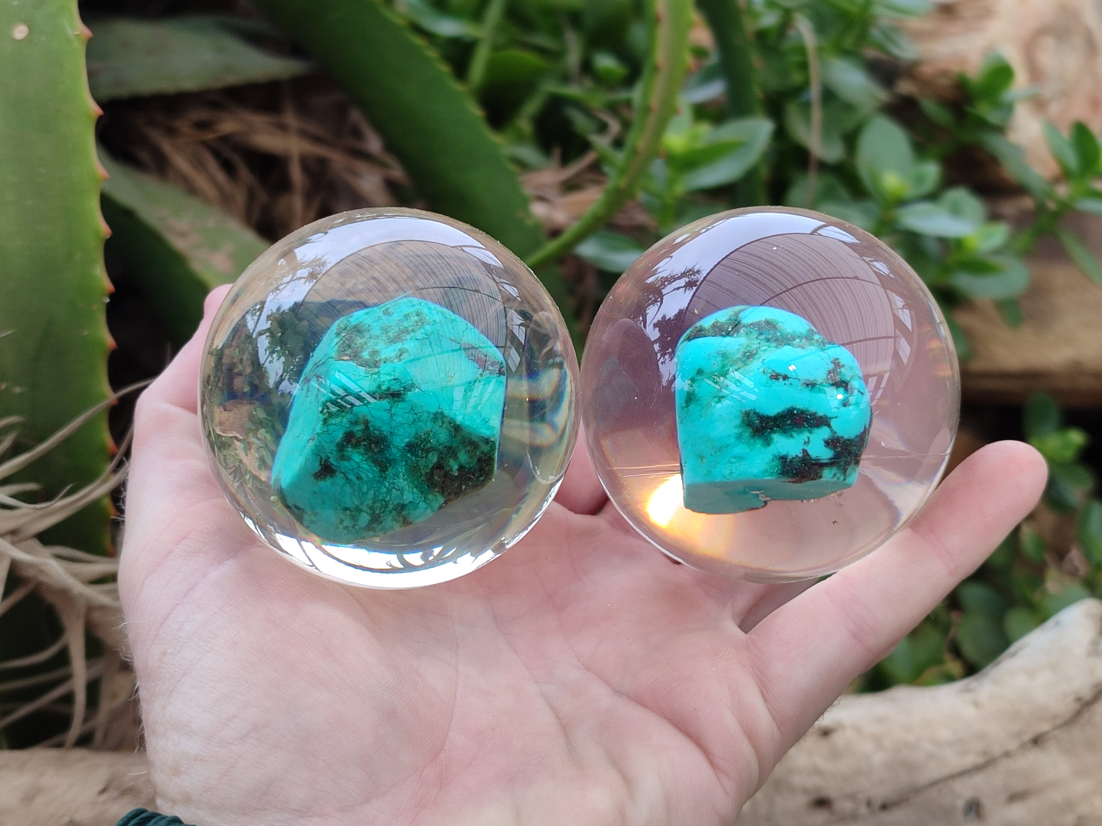 Polished Cobbed Chrysocolla in PVC Resin Spheres - sold per item - From Zimbabwe - Toprock Gemstones and Minerals 
