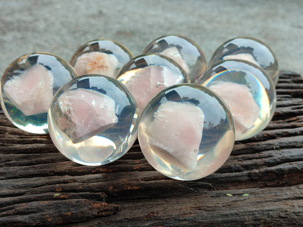 Polished Rose Quartz Free Form in PVC Resin Spheres - sold per item - From South Africa - Toprock Gemstones and Minerals 