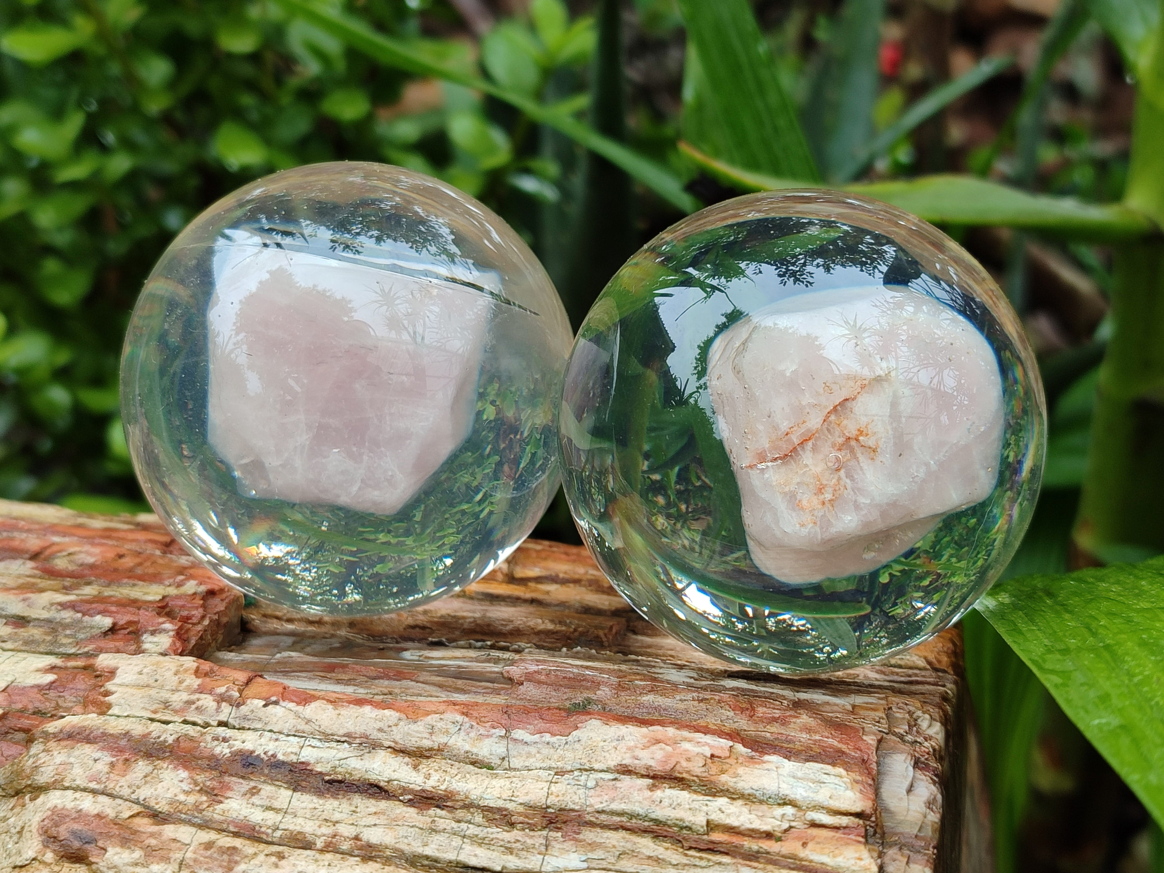 Polished Rose Quartz Free Form in PVC Resin Spheres - sold per item - From South Africa - Toprock Gemstones and Minerals 
