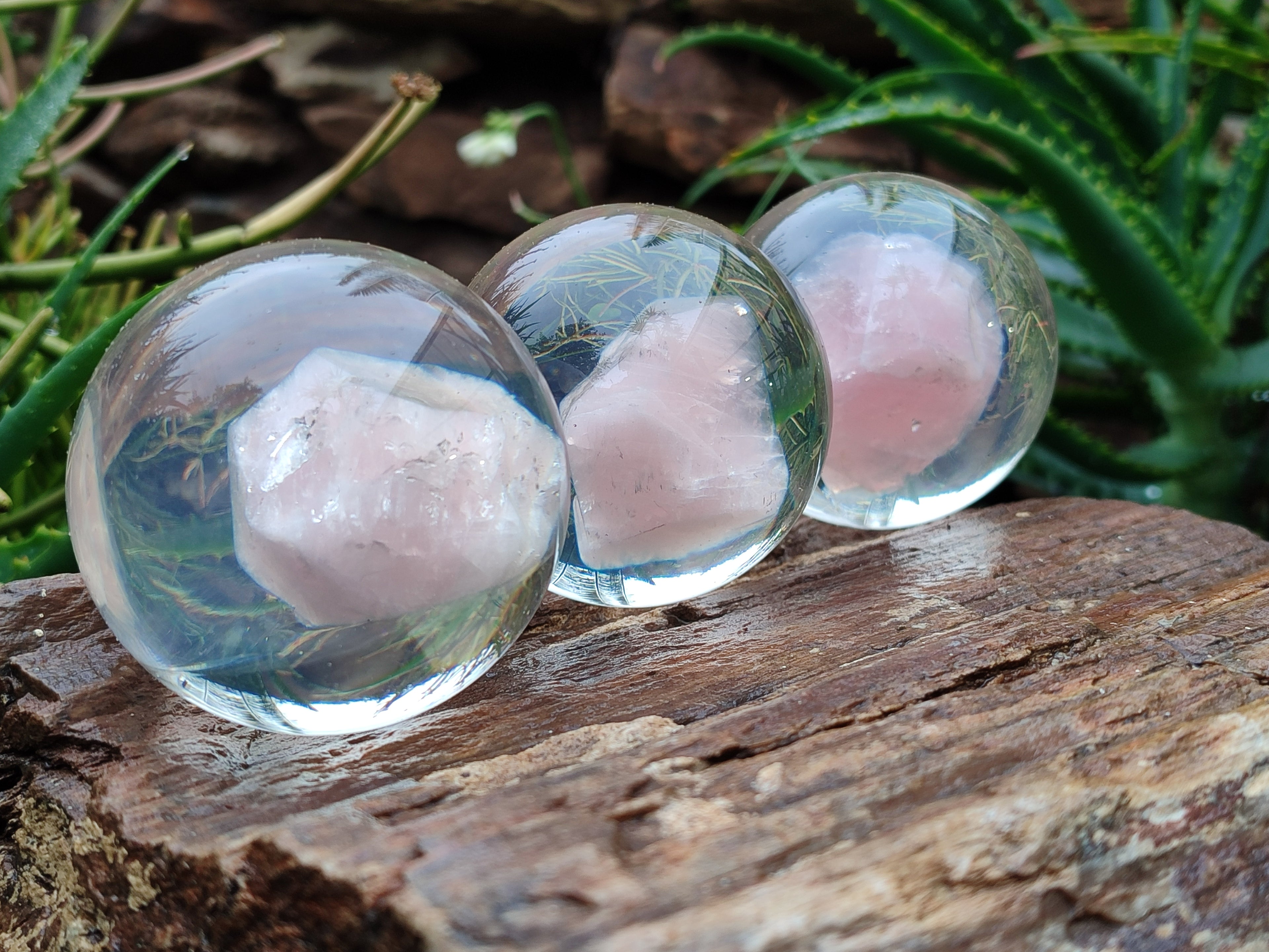 Polished Rose Quartz Free Form in PVC Resin Spheres - sold per item - From South Africa - Toprock Gemstones and Minerals 
