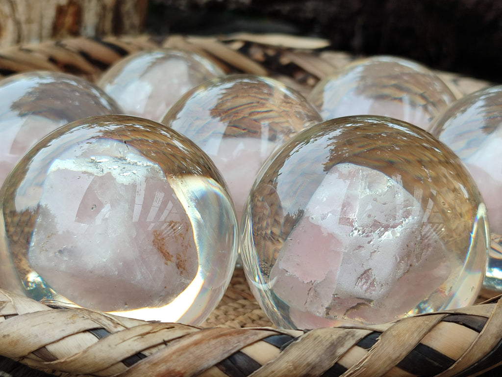 Polished Rose Quartz Free Form in PVC Resin Spheres - sold per item - From South Africa - Toprock Gemstones and Minerals 