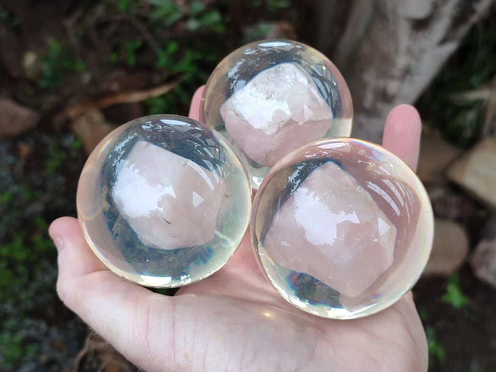 Polished Rose Quartz Free Form in PVC Resin Spheres - sold per item - From South Africa - Toprock Gemstones and Minerals 