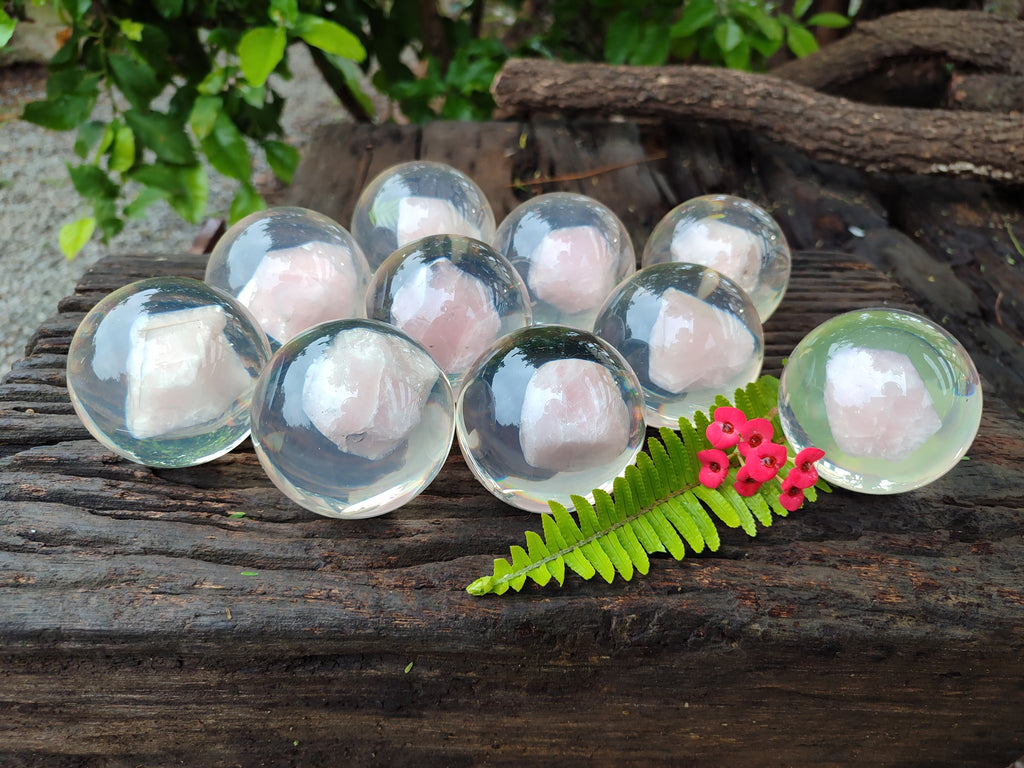 Polished Rose Quartz Free Form in PVC Resin Spheres - sold per item - From South Africa - Toprock Gemstones and Minerals 