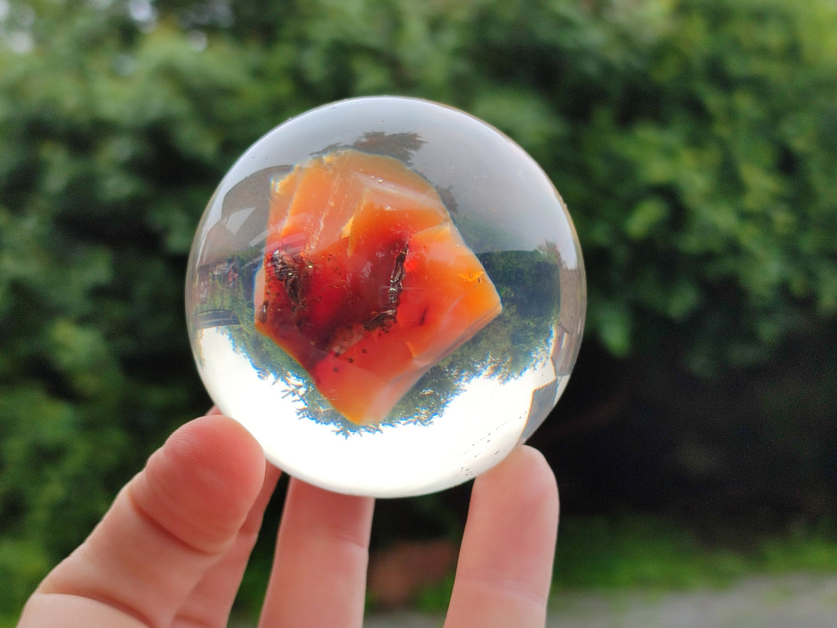 Polished Carnelian Agate in PVC Resin Spheres - sold per item - From Madagascar - Toprock Gemstones and Minerals 