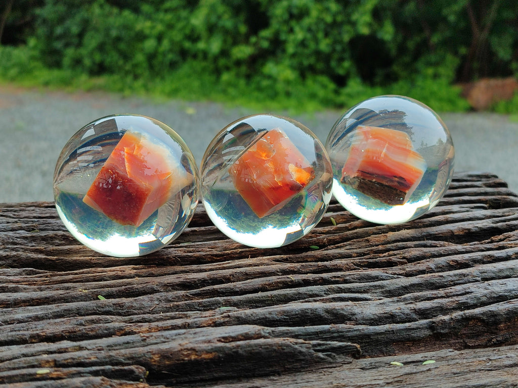 Polished Carnelian Agate in PVC Resin Spheres - sold per item - From Madagascar - Toprock Gemstones and Minerals 