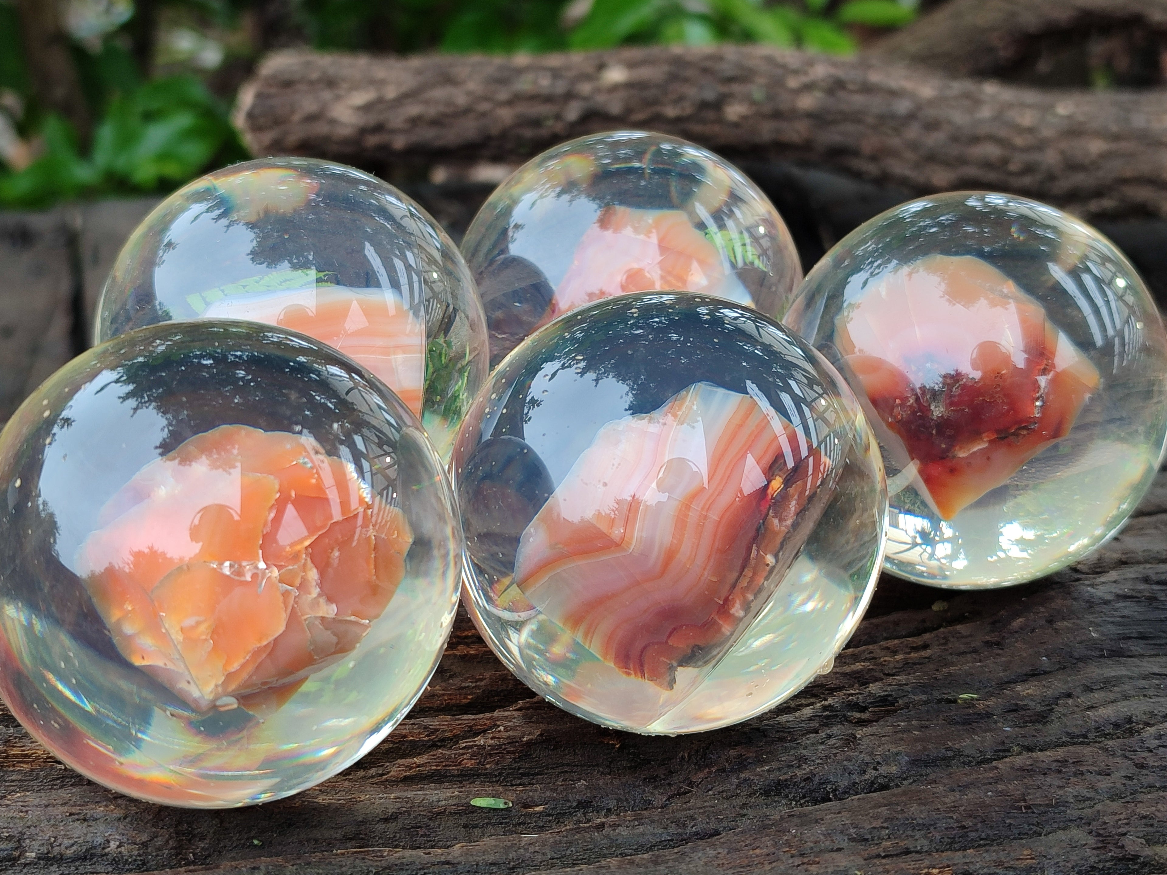 Polished Carnelian Agate in PVC Resin Spheres - sold per item - From Madagascar - Toprock Gemstones and Minerals 