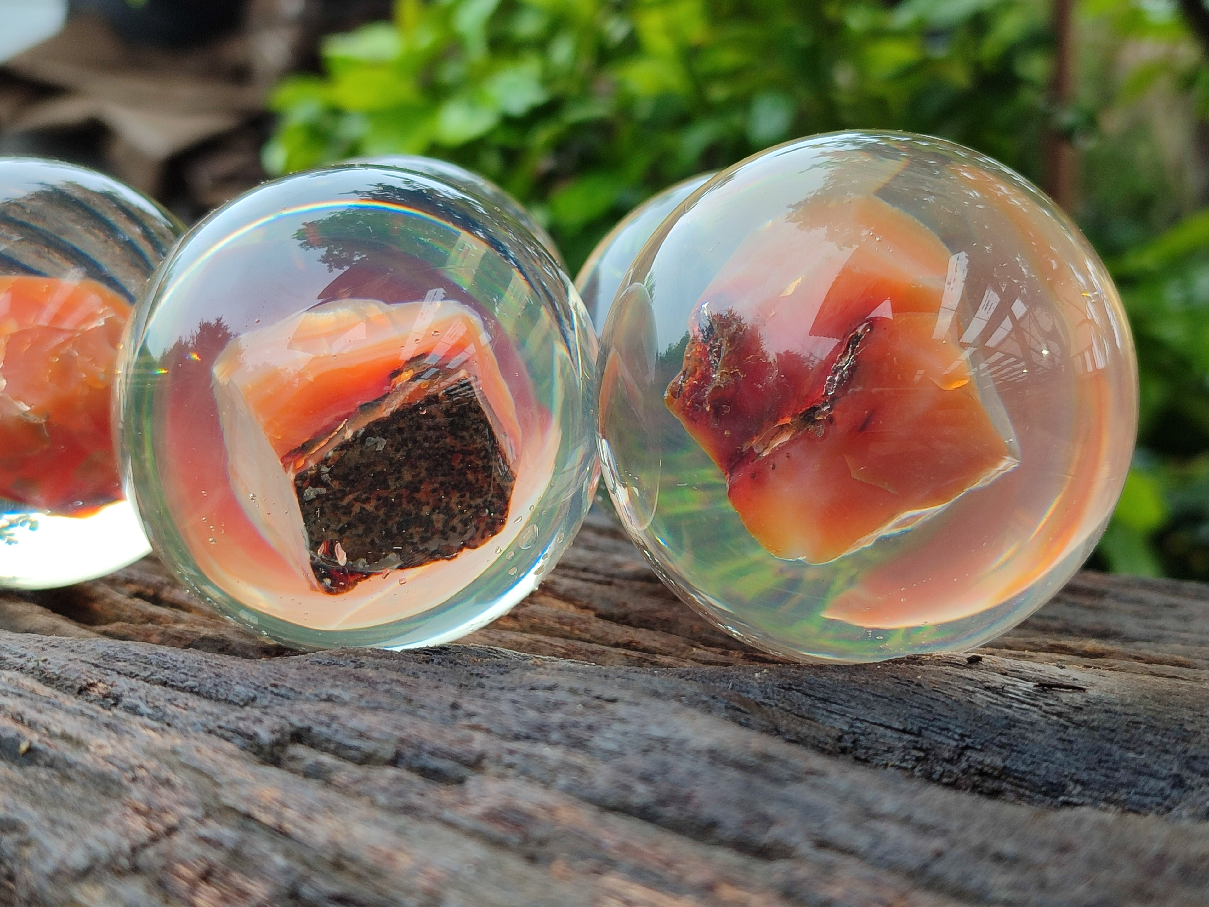 Polished Carnelian Agate in PVC Resin Spheres - sold per item - From Madagascar - Toprock Gemstones and Minerals 
