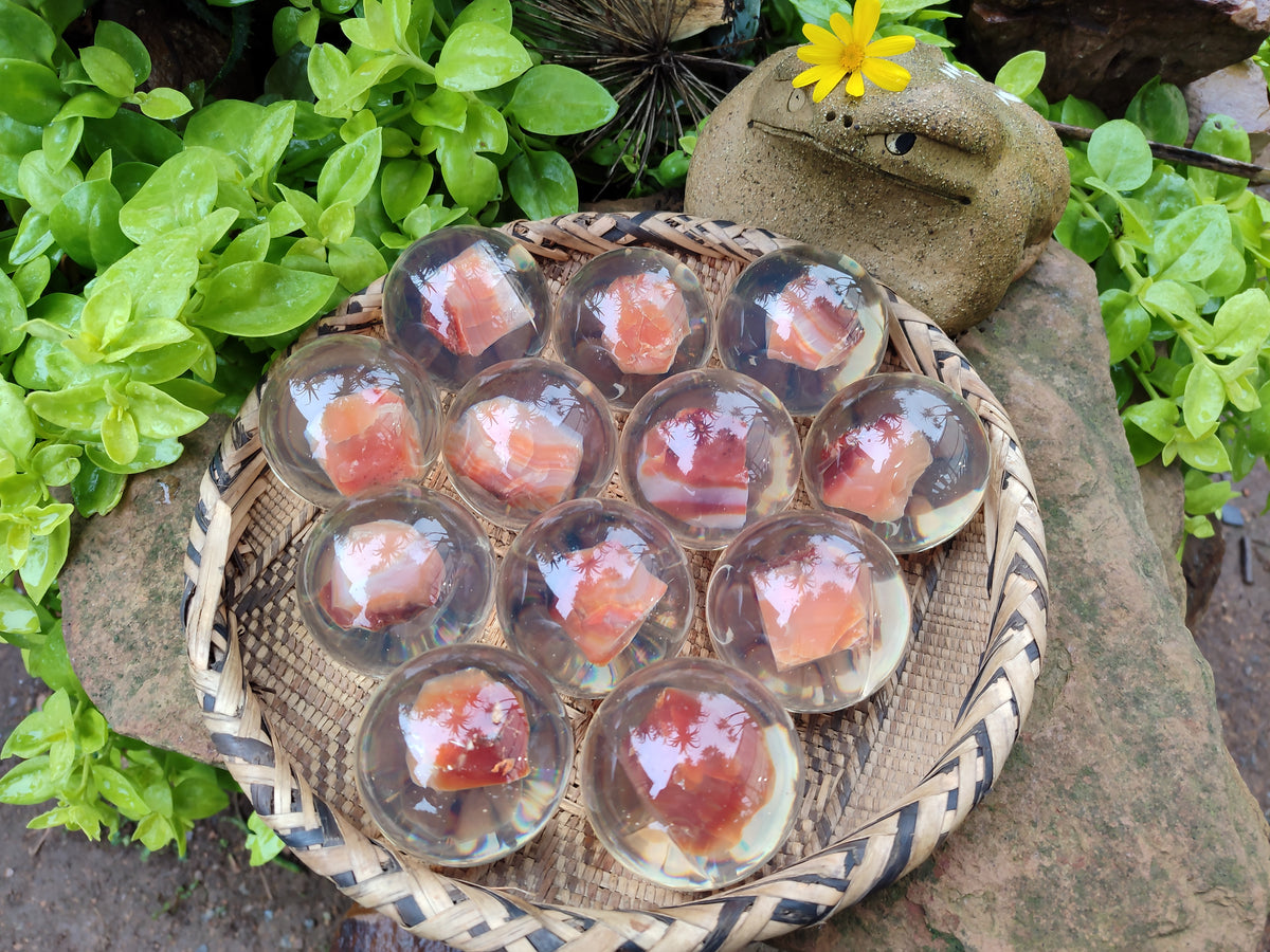 Polished Carnelian Agate in PVC Resin Spheres - sold per item - From Madagascar - Toprock Gemstones and Minerals 