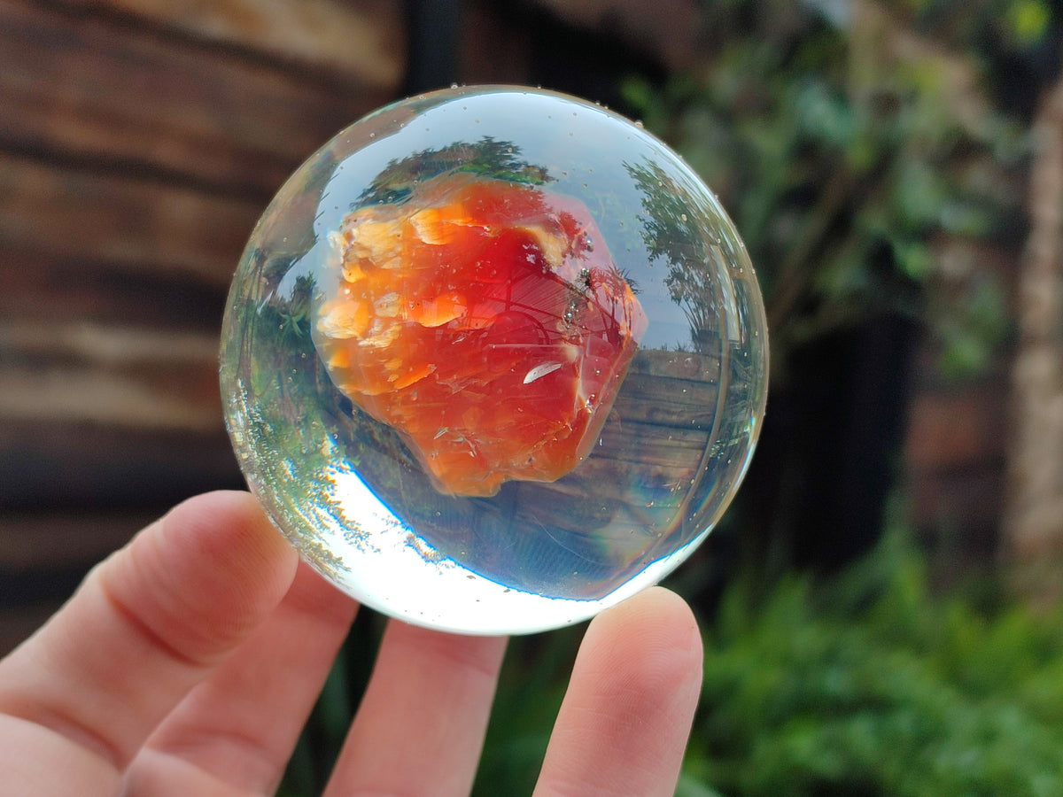 Polished Carnelian Agate in PVC Resin Spheres - sold per item - From Madagascar - Toprock Gemstones and Minerals 